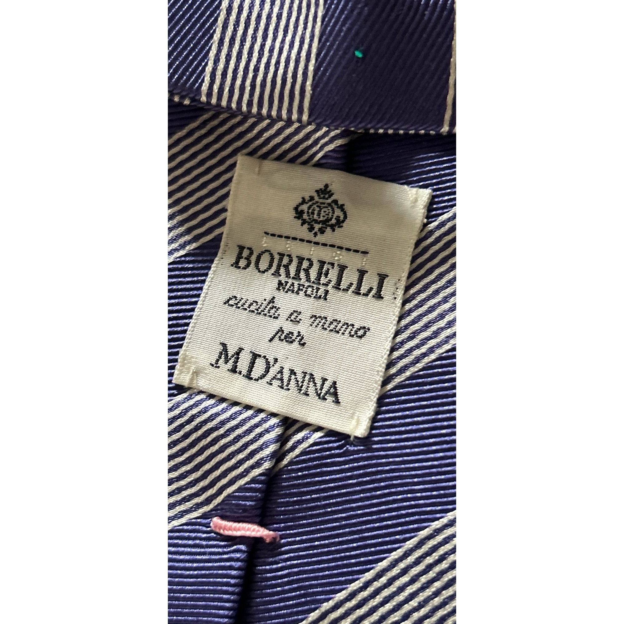 Luigi Borrelli LUIGI BORRELLI Napoli Men's 100% Silk Tie Blue Gray/Silver S Size ONE SIZE - 6 Thumbnail