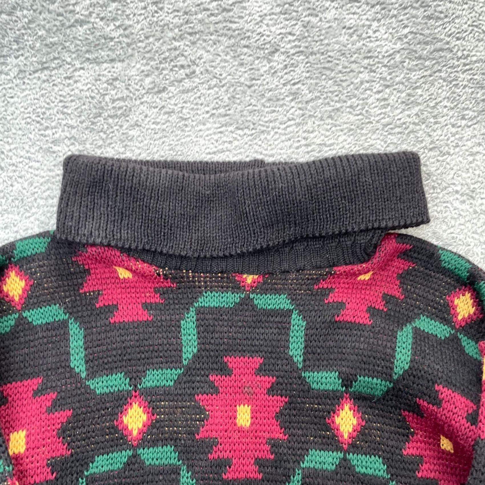 Vintage VINTAGE Sweater Mens Medium Black Geometric Wool Turtleneck Heavy Grandpa 80s Size US M / EU 48-50 / 2 - 4 Thumbnail