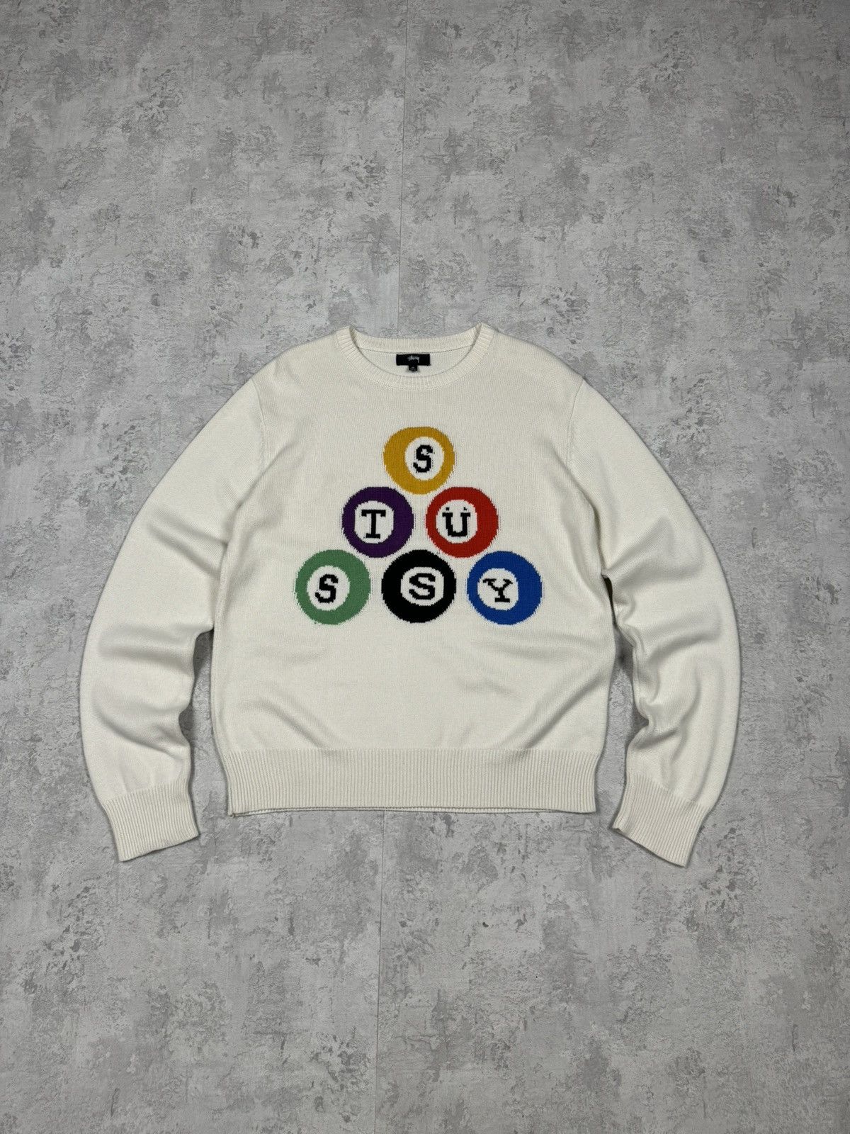 (美品) Stussy biliard sweater アイボリー STUSSY ステューシー セーター メンズ Stussy Billiard ( stussy
