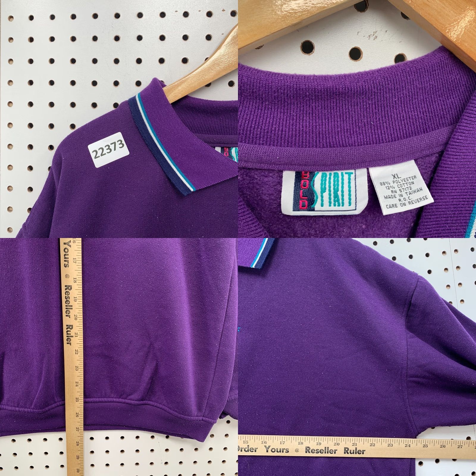 ESPIRIT VINTAGE Bolo Shirt Womens XL Purple Spirit Collared Sweatshirt Embroidered Floral Size XL / US 12-14 / IT 48-50 - 8 Thumbnail