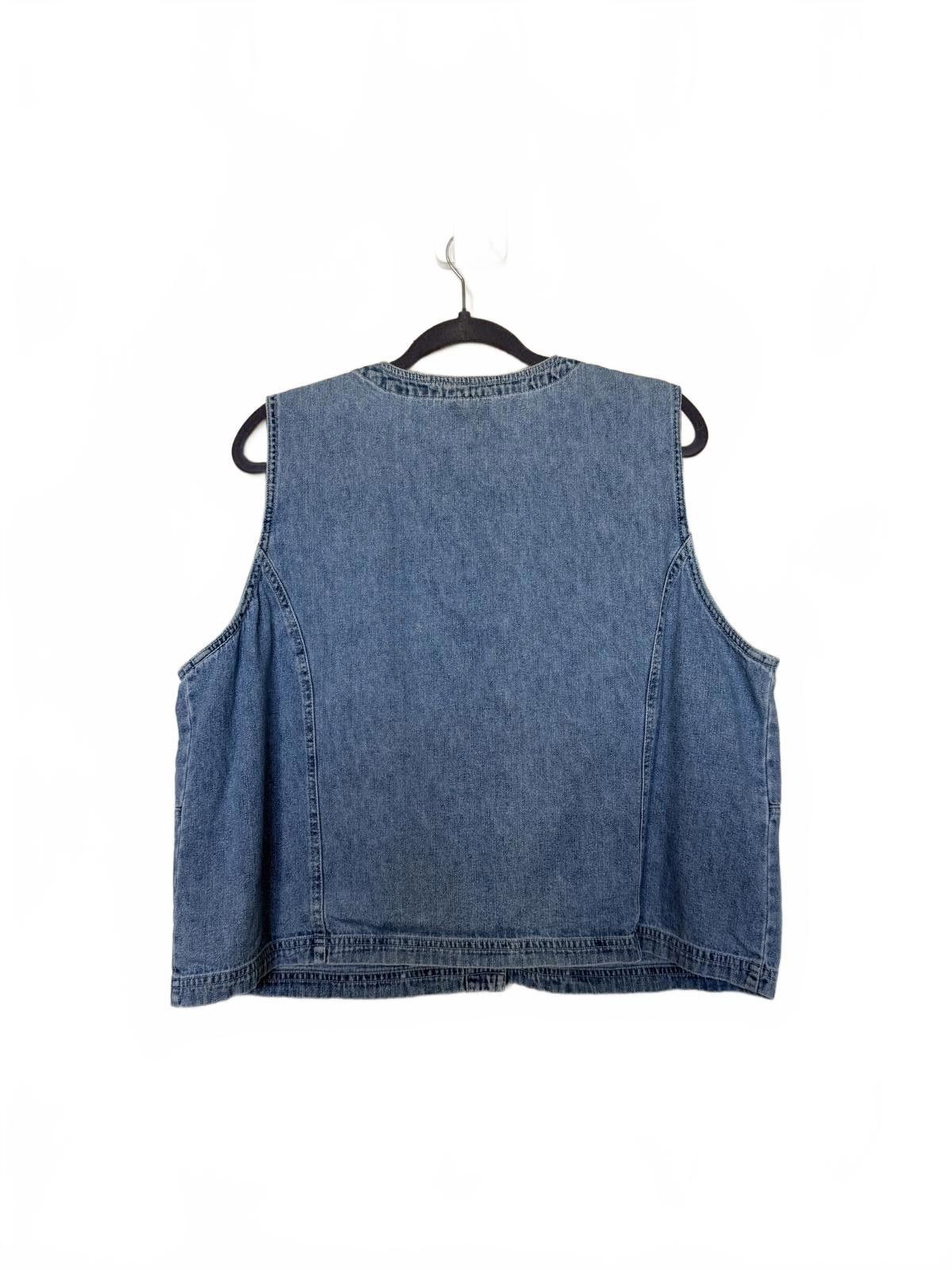 Designer Vintage Retro Boxy Crop Denim Jean Vest Size XL / US 12-14 / IT 48-50 - 4 Thumbnail