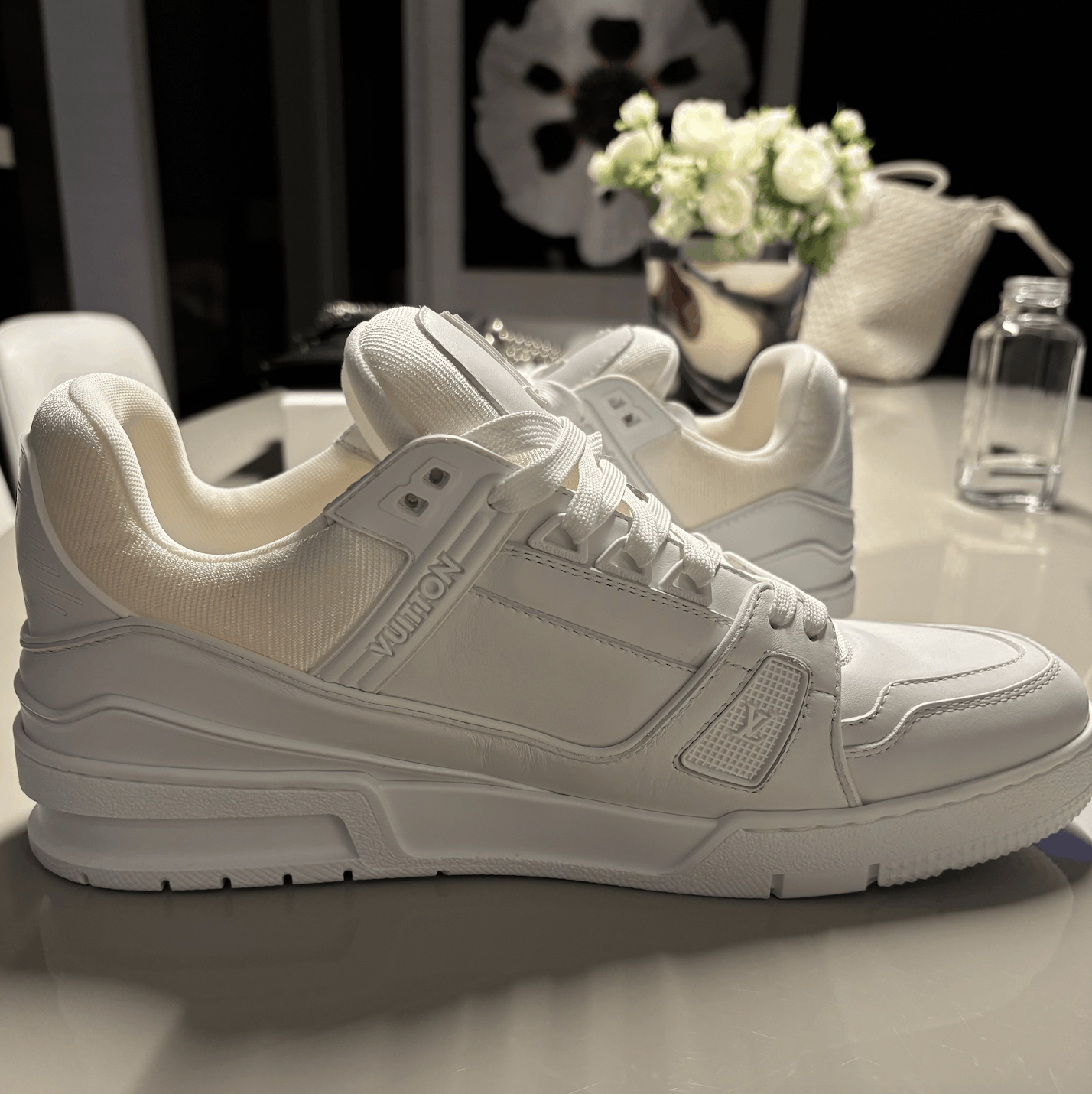 lv trainer sneaker white
