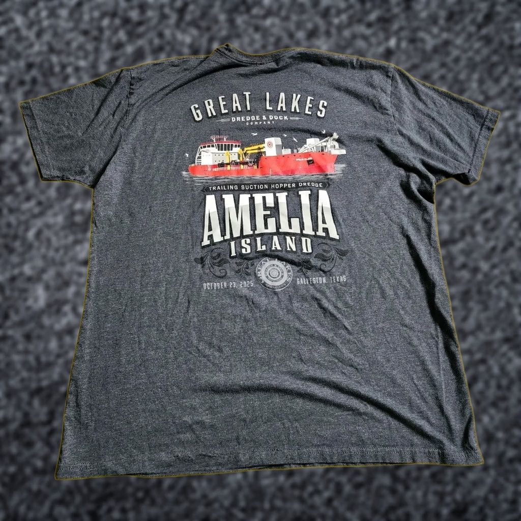 Next Level VINTAGE Mens XL Great Lakes Dredge Dock Corporation Ameila Island T Shirt Double Sided Size US XL / EU 56 / 4 - 1 Thumbnail
