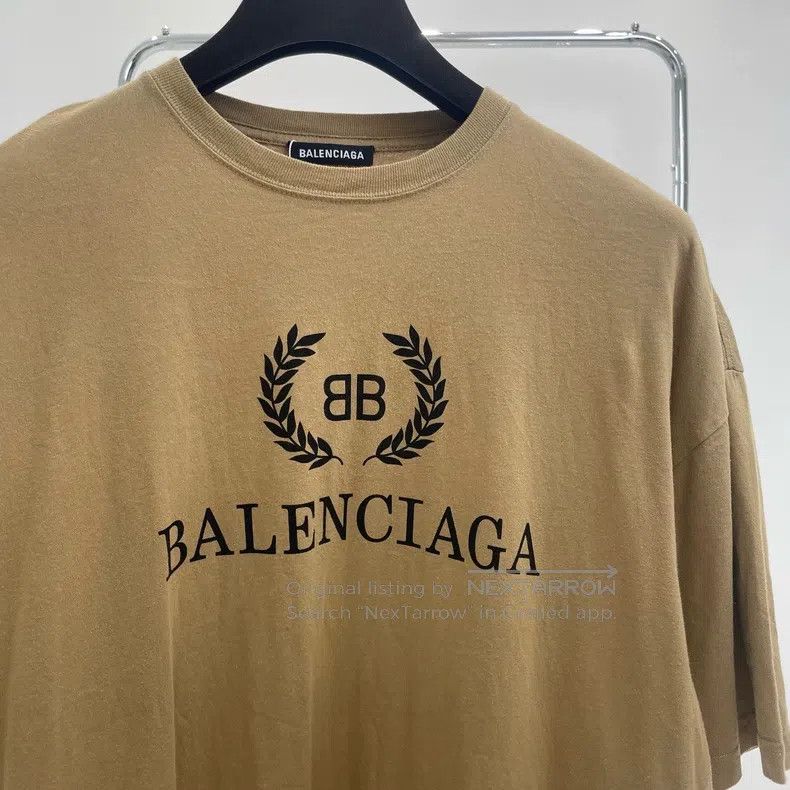 Balenciaga Balenciaga Khaki Logo Wheat Ear Short Sleeve T-Shirt Size US L / EU 52-54 / 3 - 2 Thumbnail