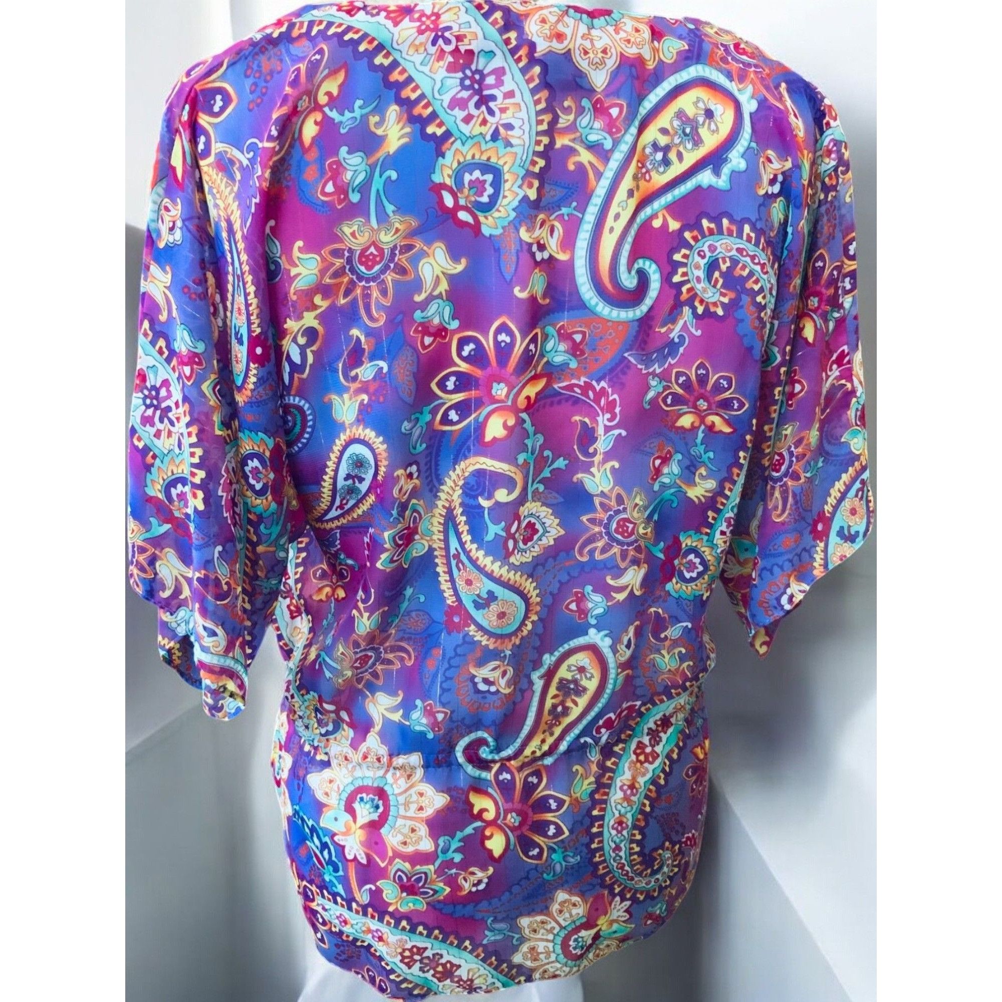 Chaps Ralph Lauren Chaps Petite Womens Paisley Wrap Top PM Size M / US 6-8 / IT 42-44 - 5 Thumbnail