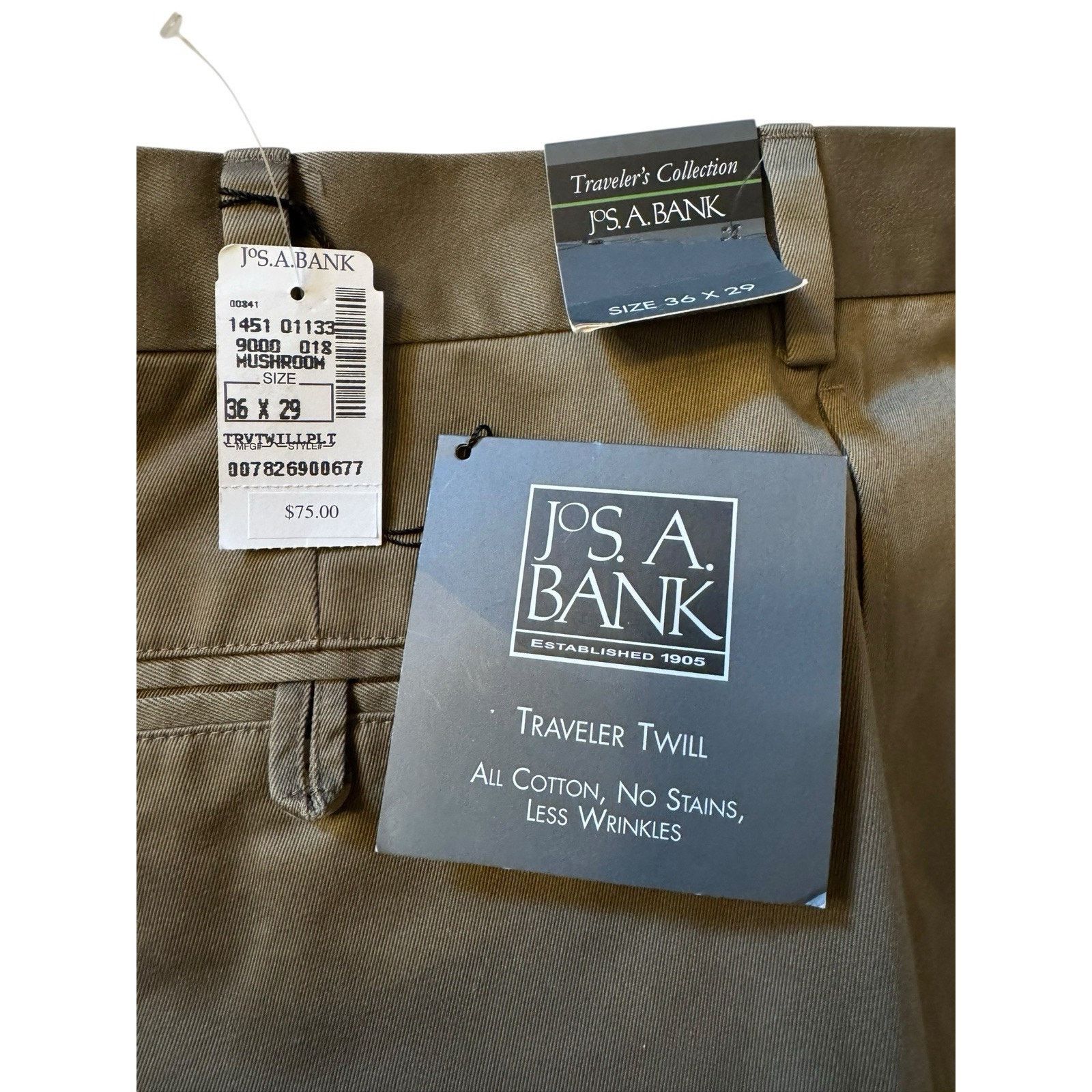 Jos. A. Bank Jos A Banks NEW Traveler ‘s Twill Pants 36x29 Pleated Cuffs Size US 36 / EU 52 - 7 Thumbnail