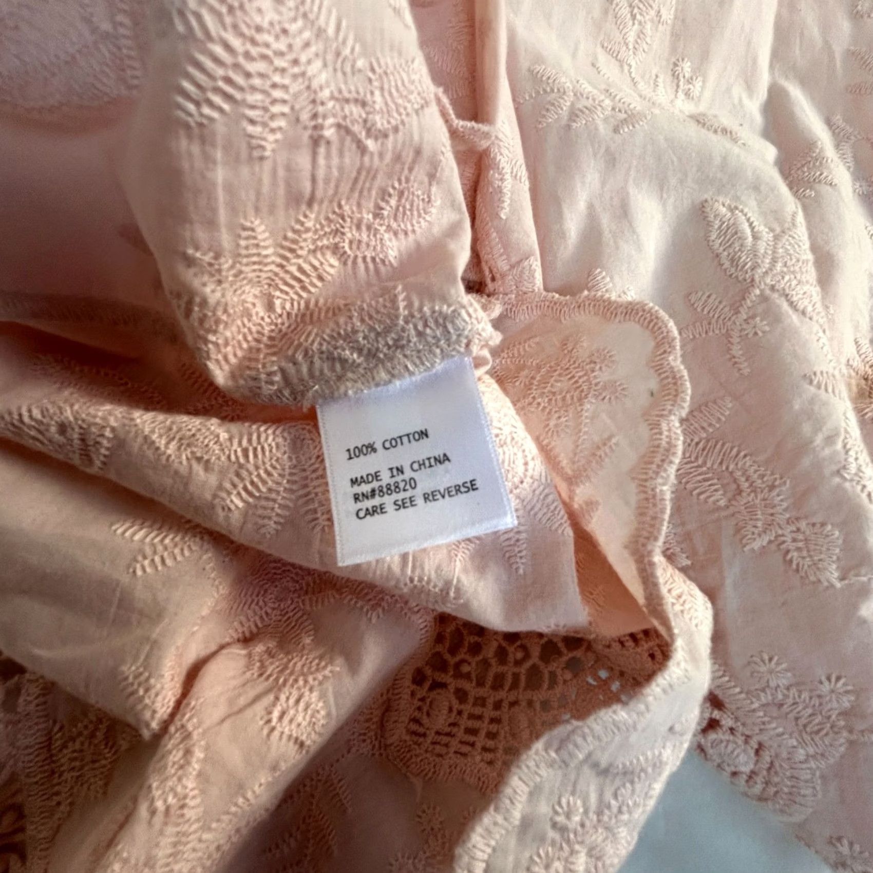 Vintage Marina Luna Womens Split Neck Embroidered Tunic Top 1X Cotton Pink Lace Trim New Size XL / US 12-14 / IT 48-50 - 4 Thumbnail