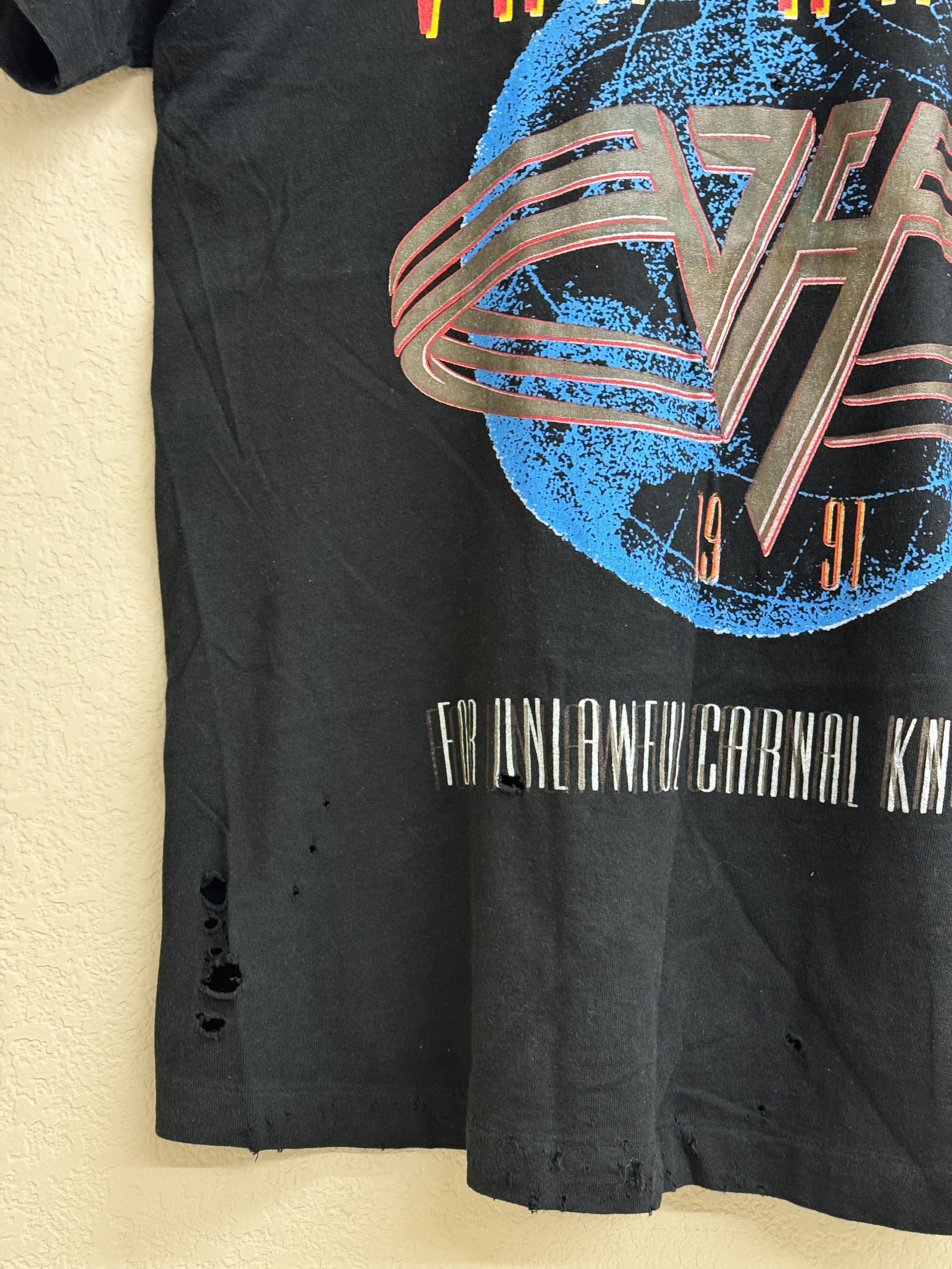 Vintage Vintage 1991 Van Halen Tee Distressed Size US XL / EU 56 / 4 - 2 Thumbnail