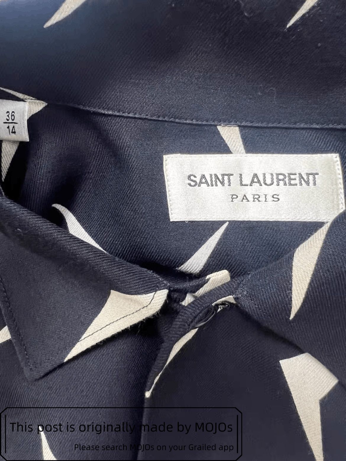 Saint Laurent Paris Sz 36 Saint Laurent Paris Pointer Pattern Shirt Size US S / EU 44-46 / 1 - 5 Thumbnail