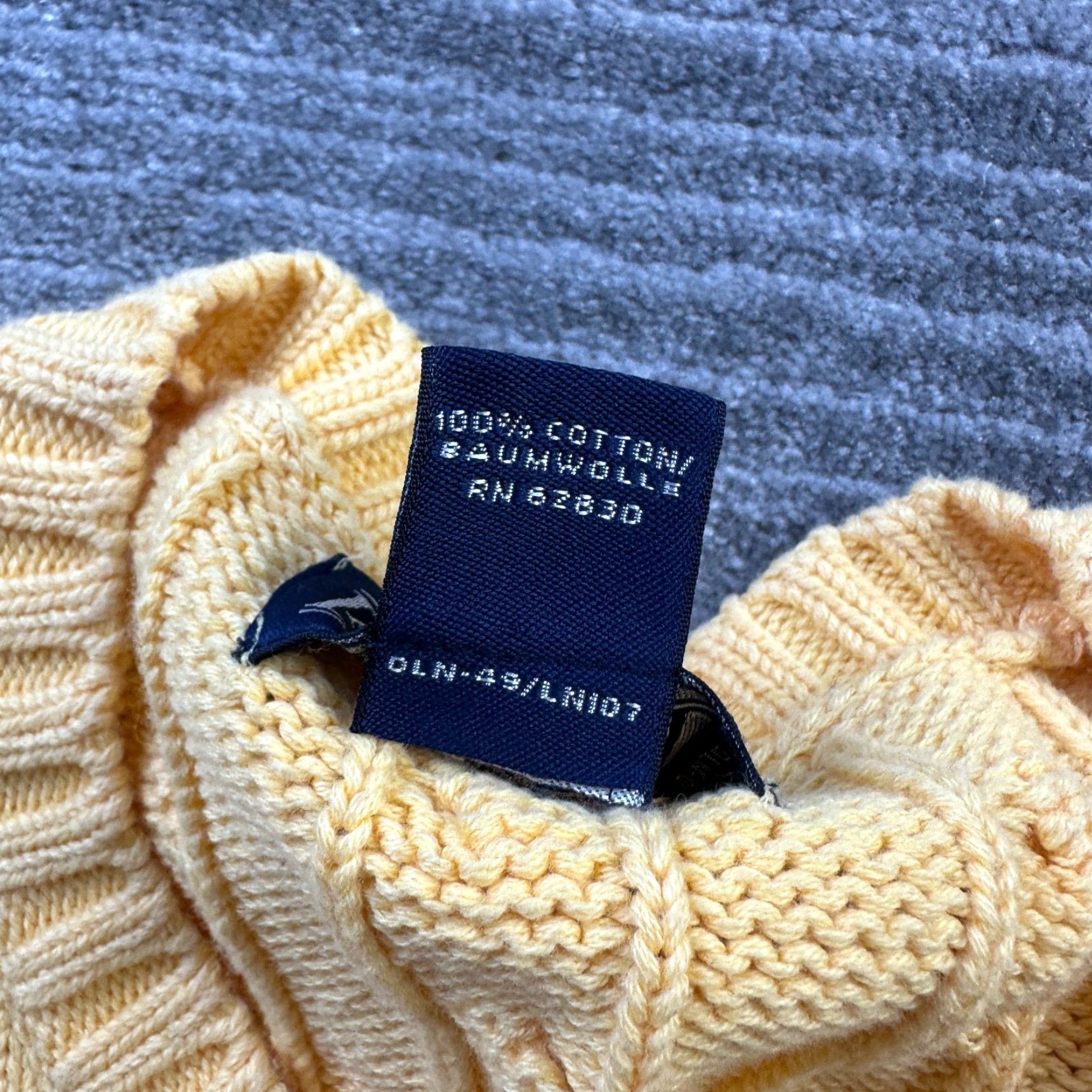 Lands' End VINTAGE Lands End Sweater Mens Large Yellow Cable Knit Pony Cotton Heavy Size US L / EU 52-54 / 3 - 7 Thumbnail