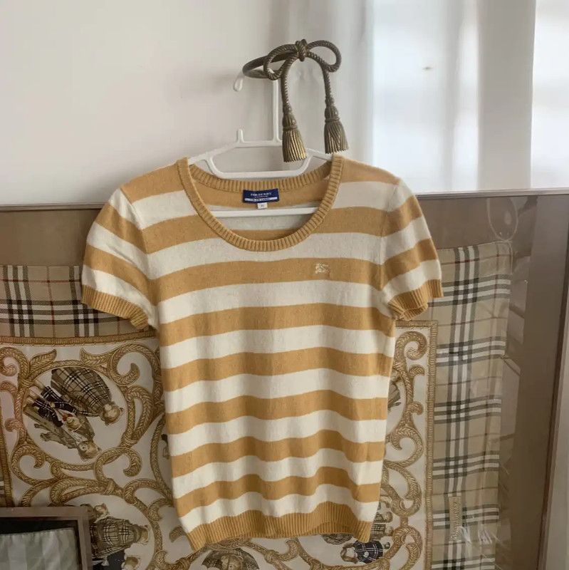 Burberry Burberry Striped Wool T-Shirt in Cream and Yellow Size M / US 6-8 / IT 42-44 - 1 Thumbnail