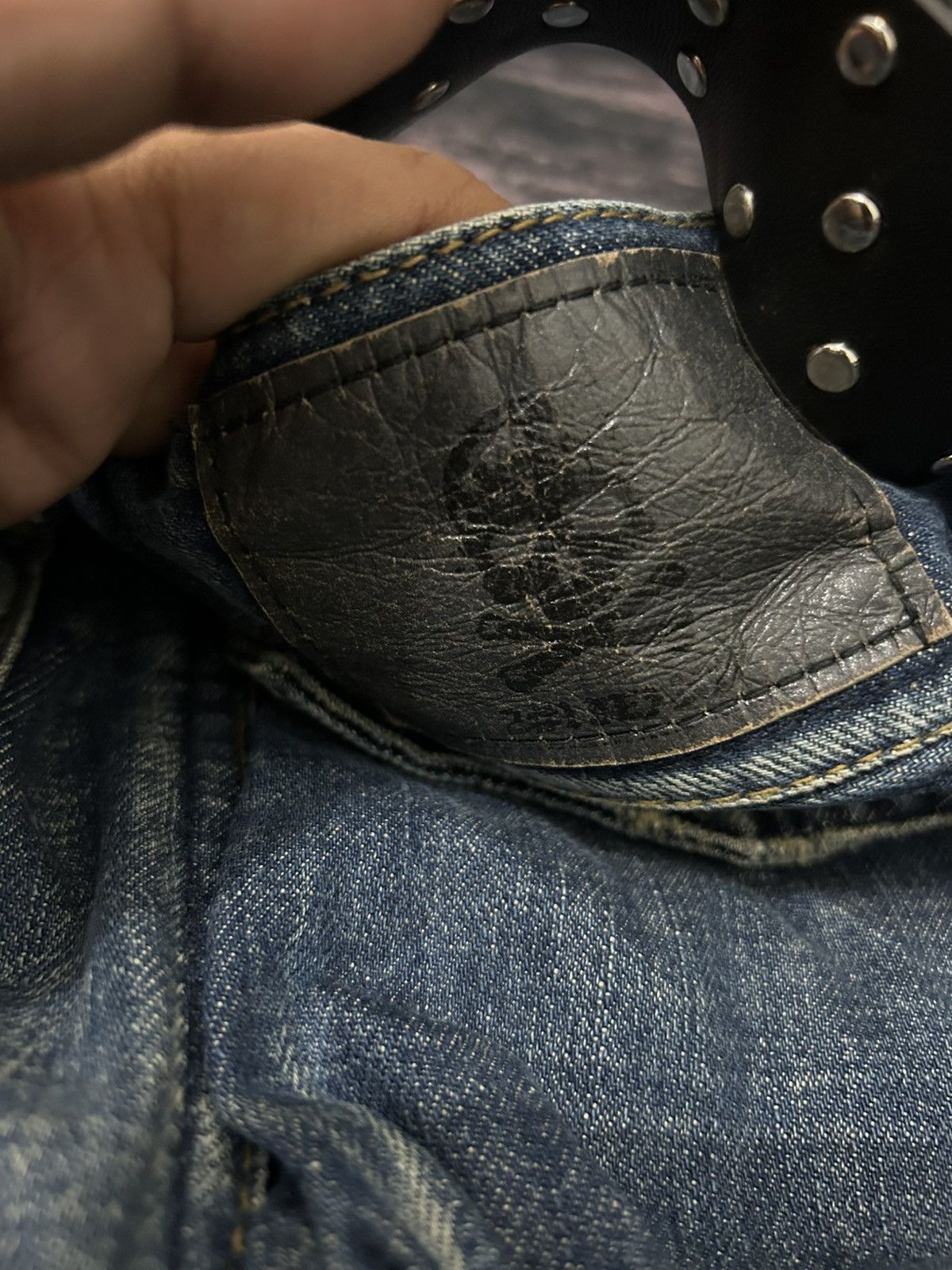 Japanese Brand 2#1 Jeans Jesus Loves You Skull Mud Wash Jeans Size US 30 / EU 46 - 14 Thumbnail