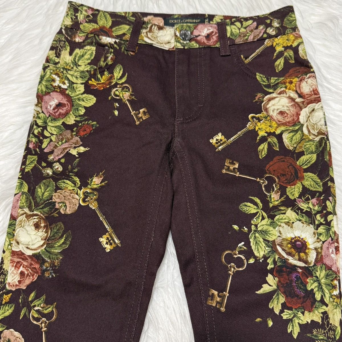 Dolce & Gabbana Authentic Dolce & Gabbana Floral & Key Design Denim Jeans 36 Size 25" / US 0 / IT 36 - 7 Thumbnail