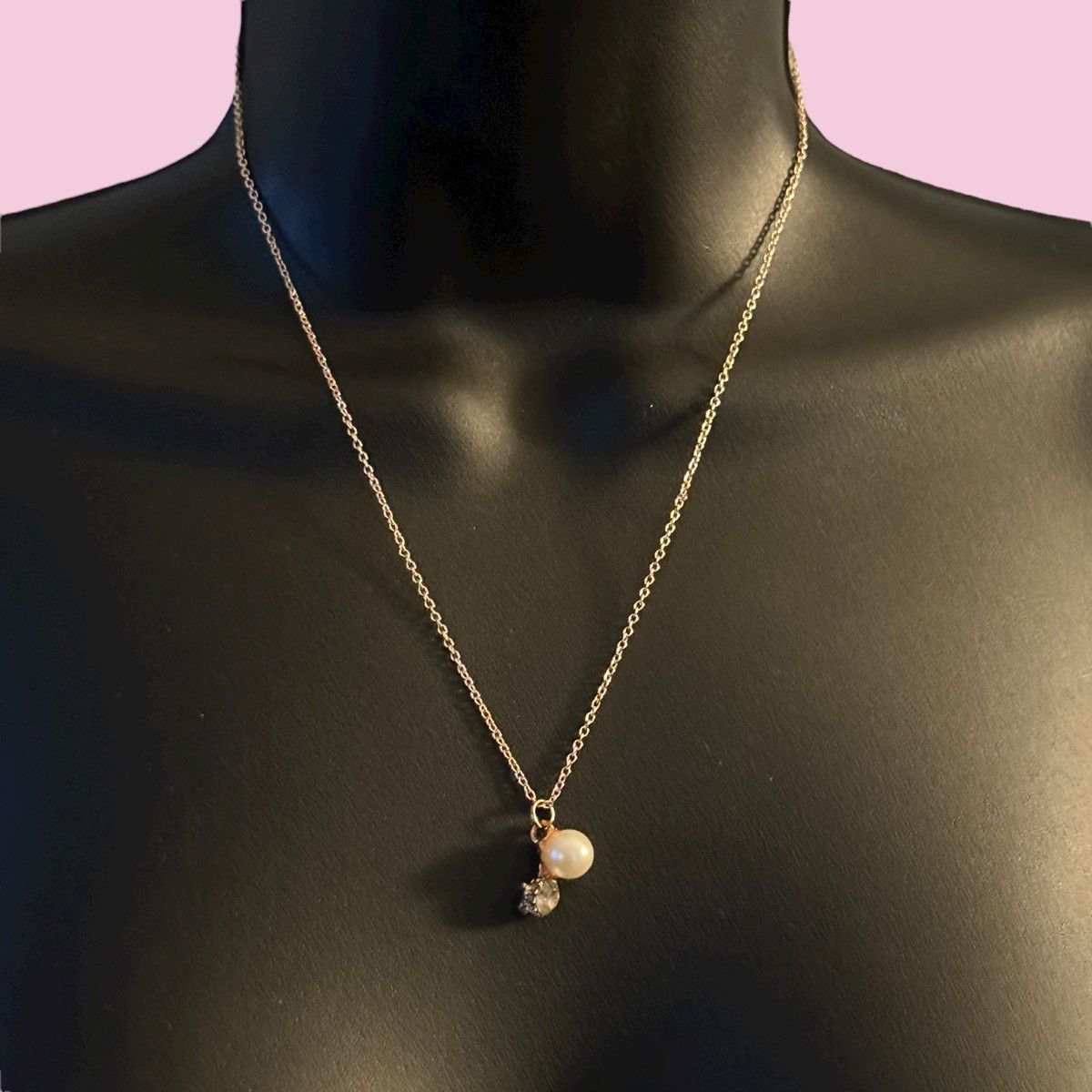 Other Gold over 925 silver pearl & rhinestone pendant necklace Size ONE SIZE - 1 Thumbnail