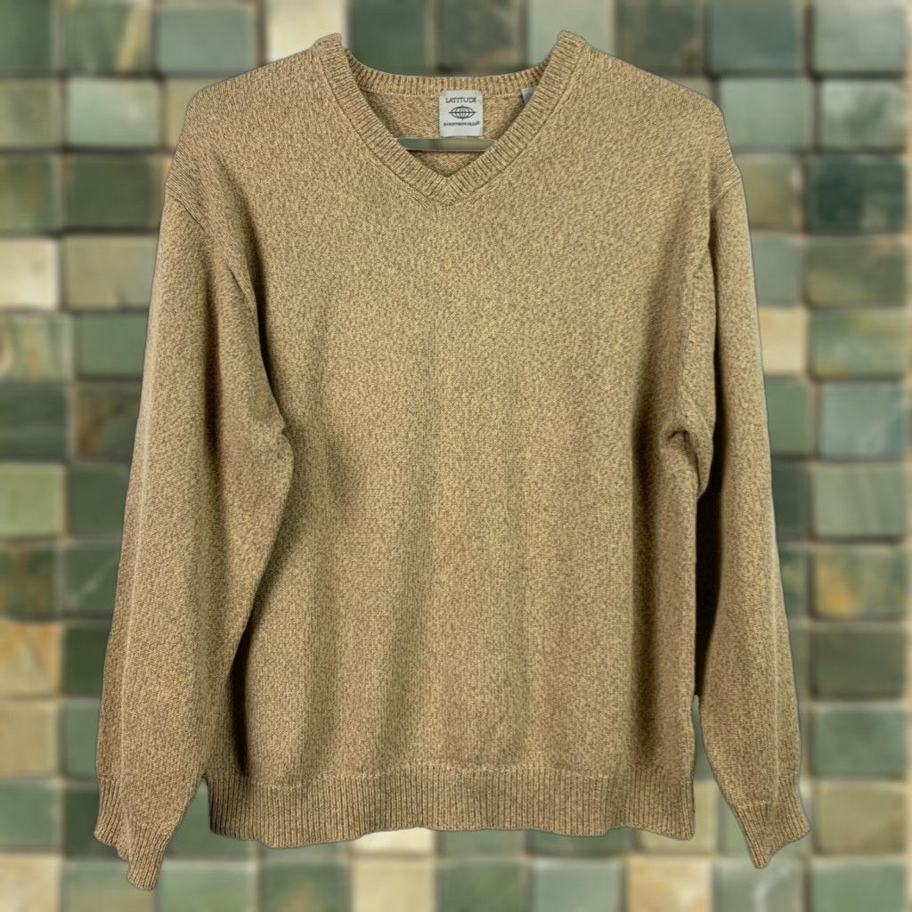 Vintage VINTAGE Northern Isles Cotton V-Neck Sweater Mens M Beige 100% Cotton Casual Knit Sweater Lead Time: 0 Size US M / EU 48-50 / 2 - 1 Thumbnail