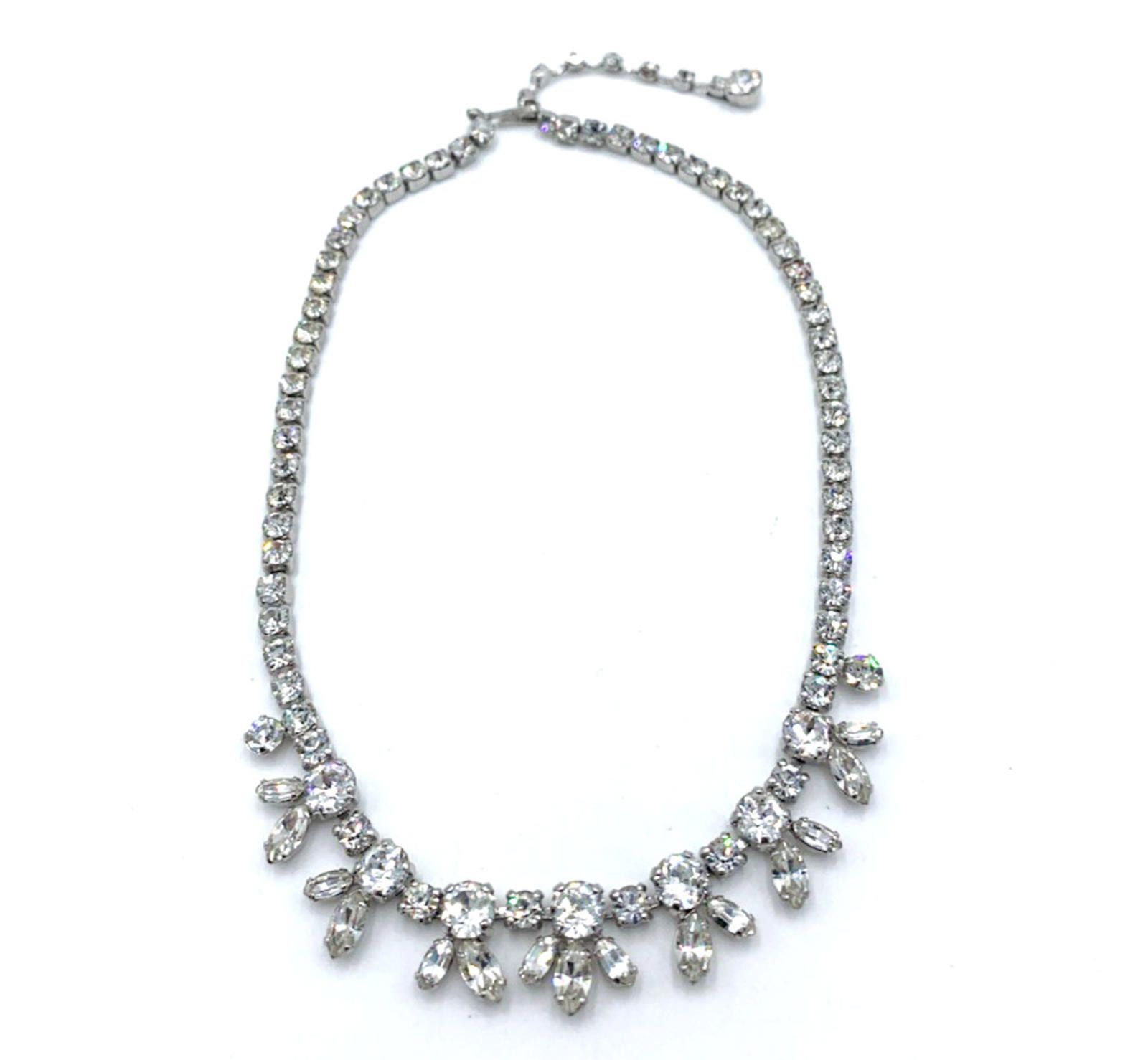 Other Sherman Clear Rhinestone Rhodium Plated Statement Necklace Size ONE SIZE - 1 Thumbnail