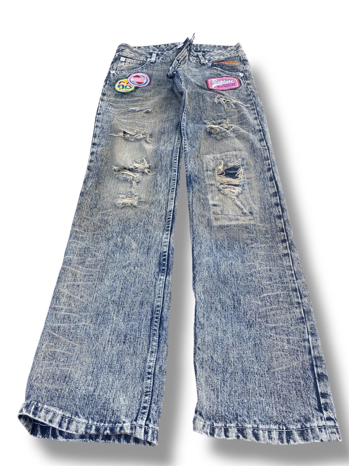 Japanese Brand Japanese Brand Acid Blue Wash Ripped Style Patchwork Jeans Size US 30 / EU 46 - 1 Thumbnail