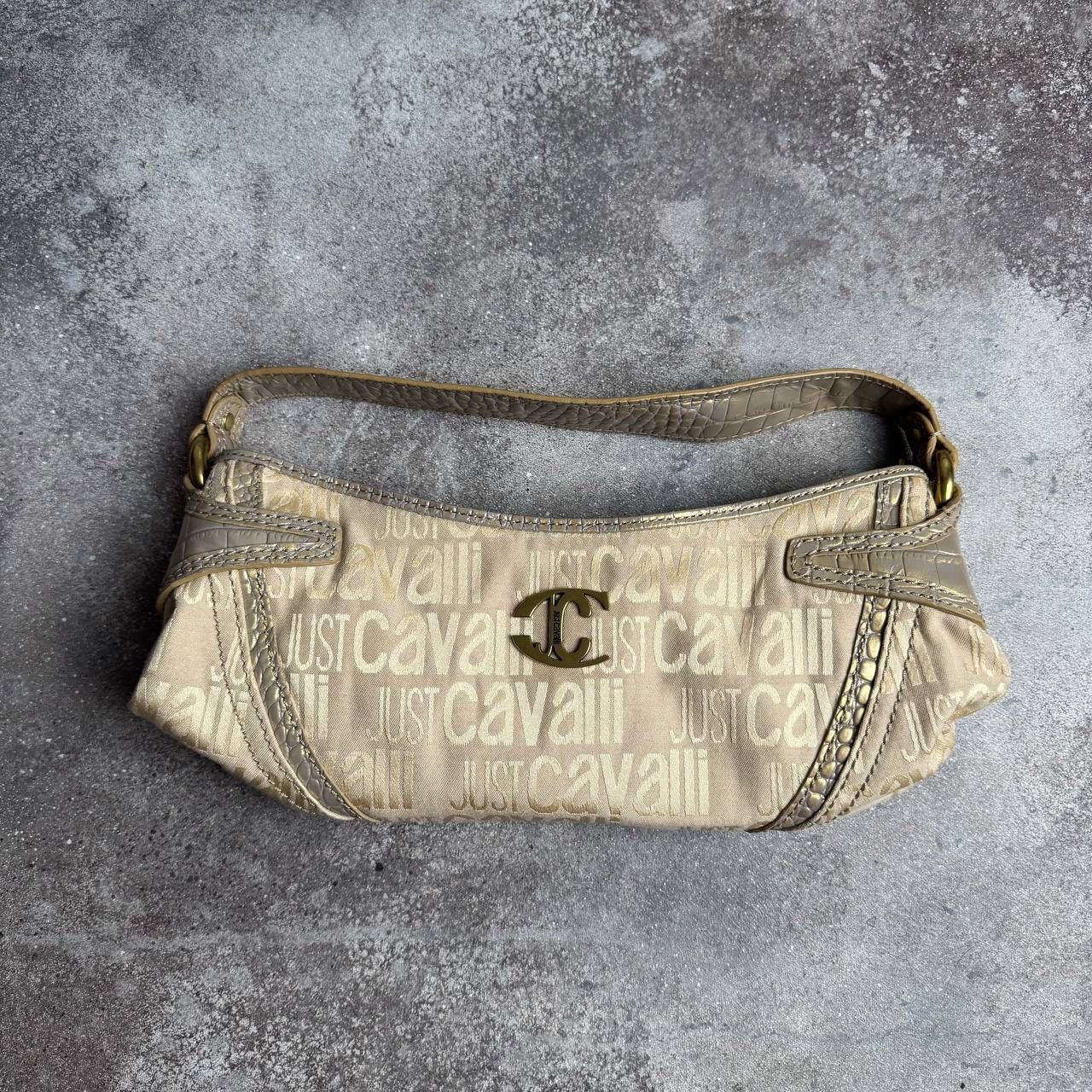 Just Cavalli By Roberto Cavalli Vintage Y2K Shoulder Bag in Gold, Women's