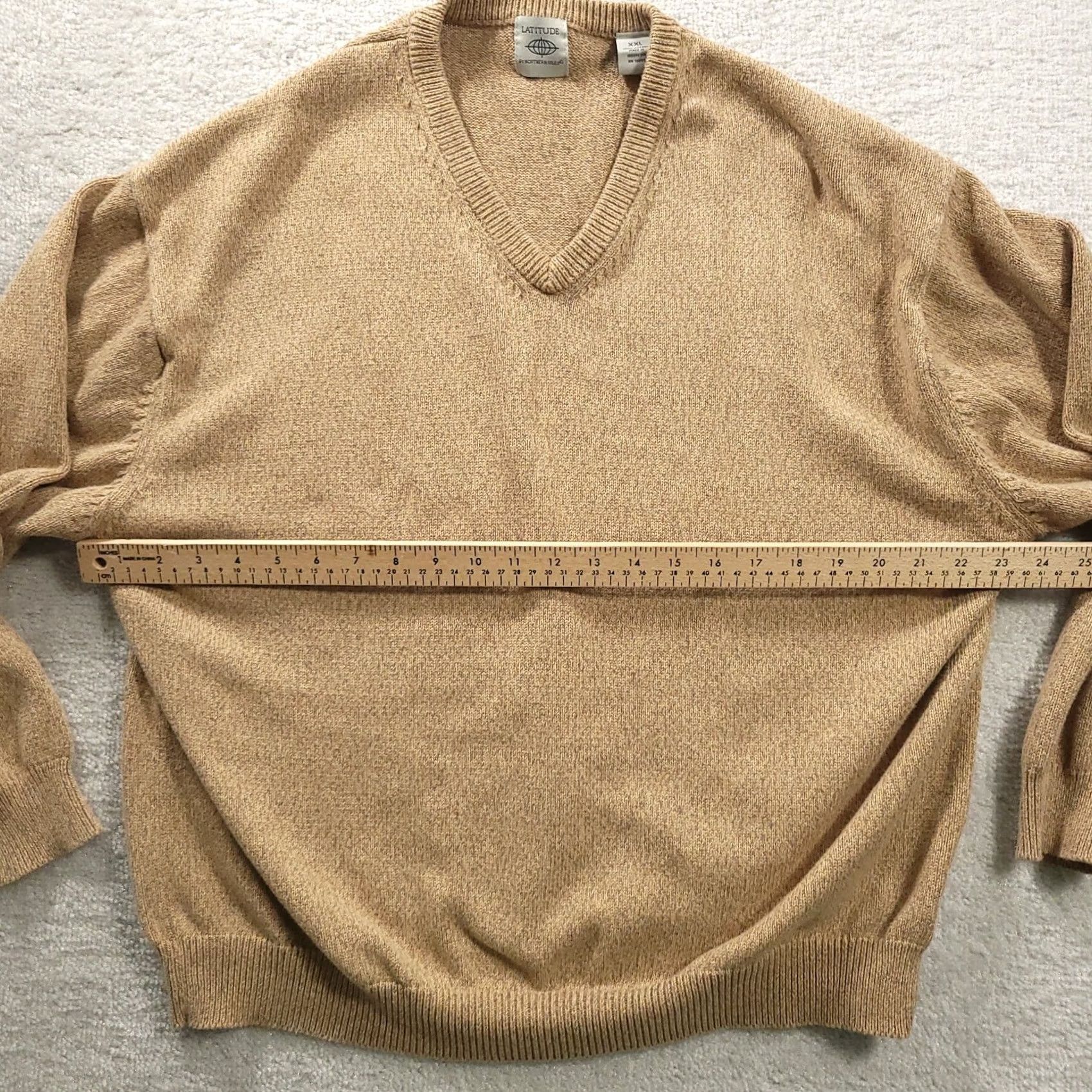 Vintage Northern Isles Sweater Mens 2XL Beige V-Neck 100% Cotton Pullover Knit Shirt Size US XXL / EU 58 / 5 - 3 Thumbnail