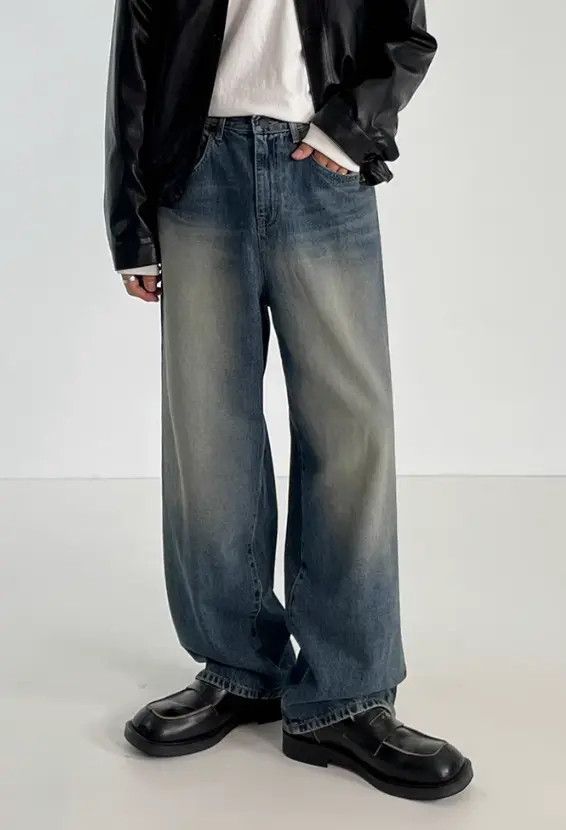 Japanese Brand Loose trendy straight-leg vintage washed distressed jeans Size US 32 / EU 48 - 1 Thumbnail