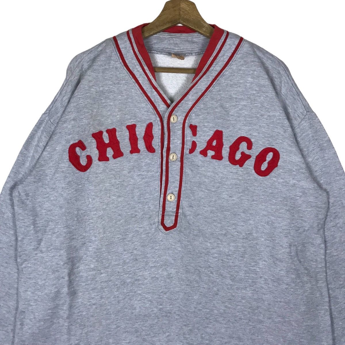 Vintage Vintage K. Mayer Chicago Spell Out Quarter Button Pullover Size US L / EU 52-54 / 3 - 2 Thumbnail