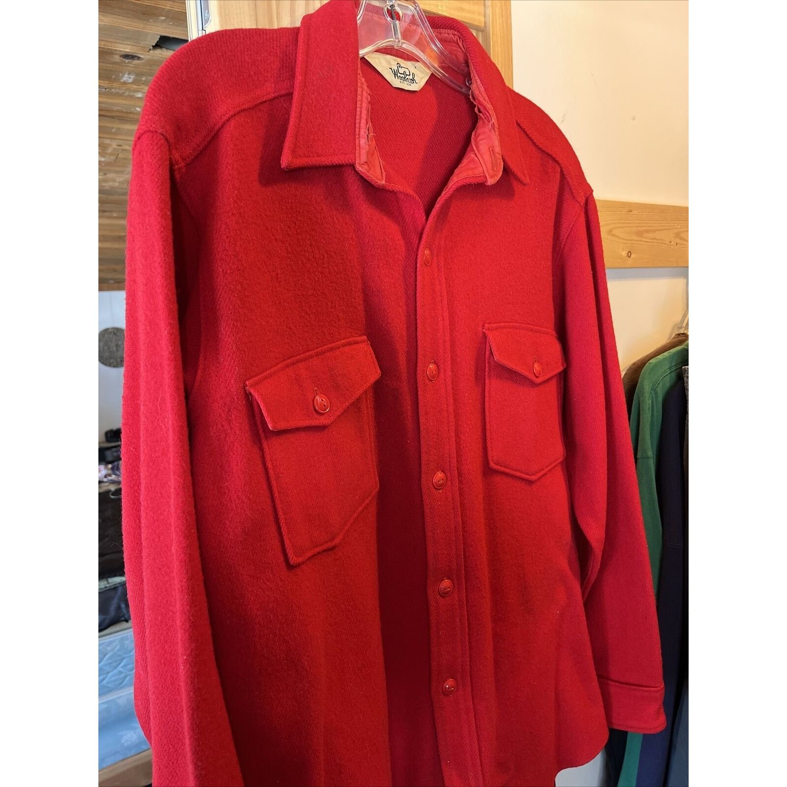 Woolrich Woolen Mills Woolrich Vintage Mens 16 Red Wool Western Distressed Flannel Size US L / EU 52-54 / 3 - 2 Thumbnail