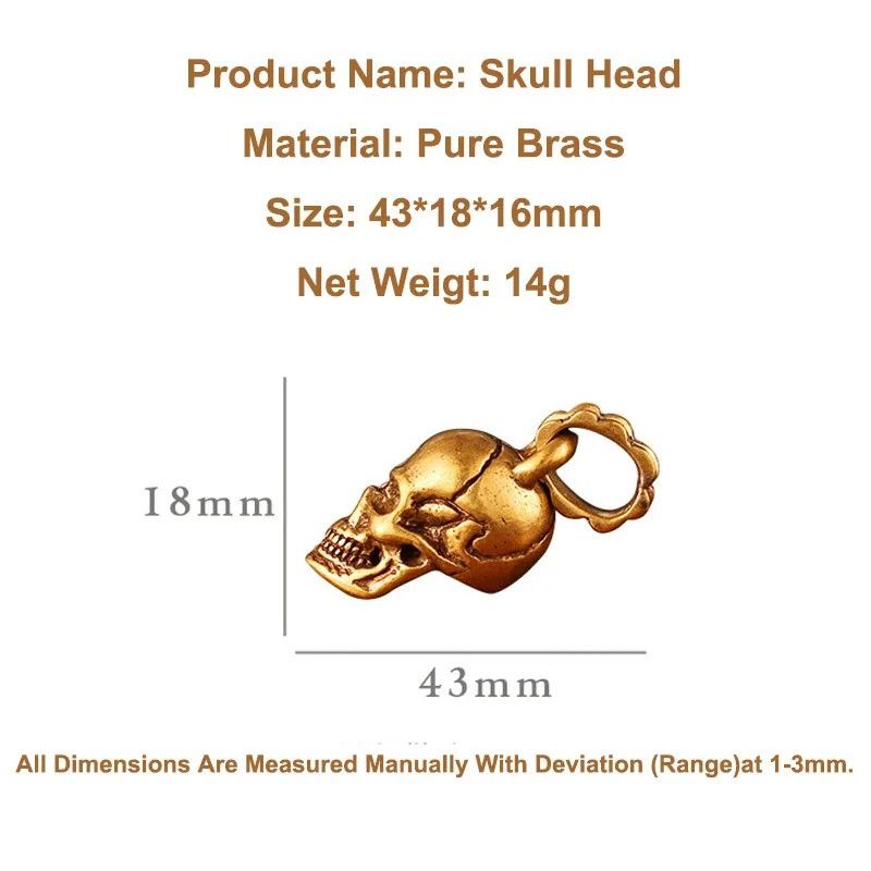 Other Skull Pendant Brass EDC Gift Accessories Keychain Keyring Size ONE SIZE - 4 Thumbnail