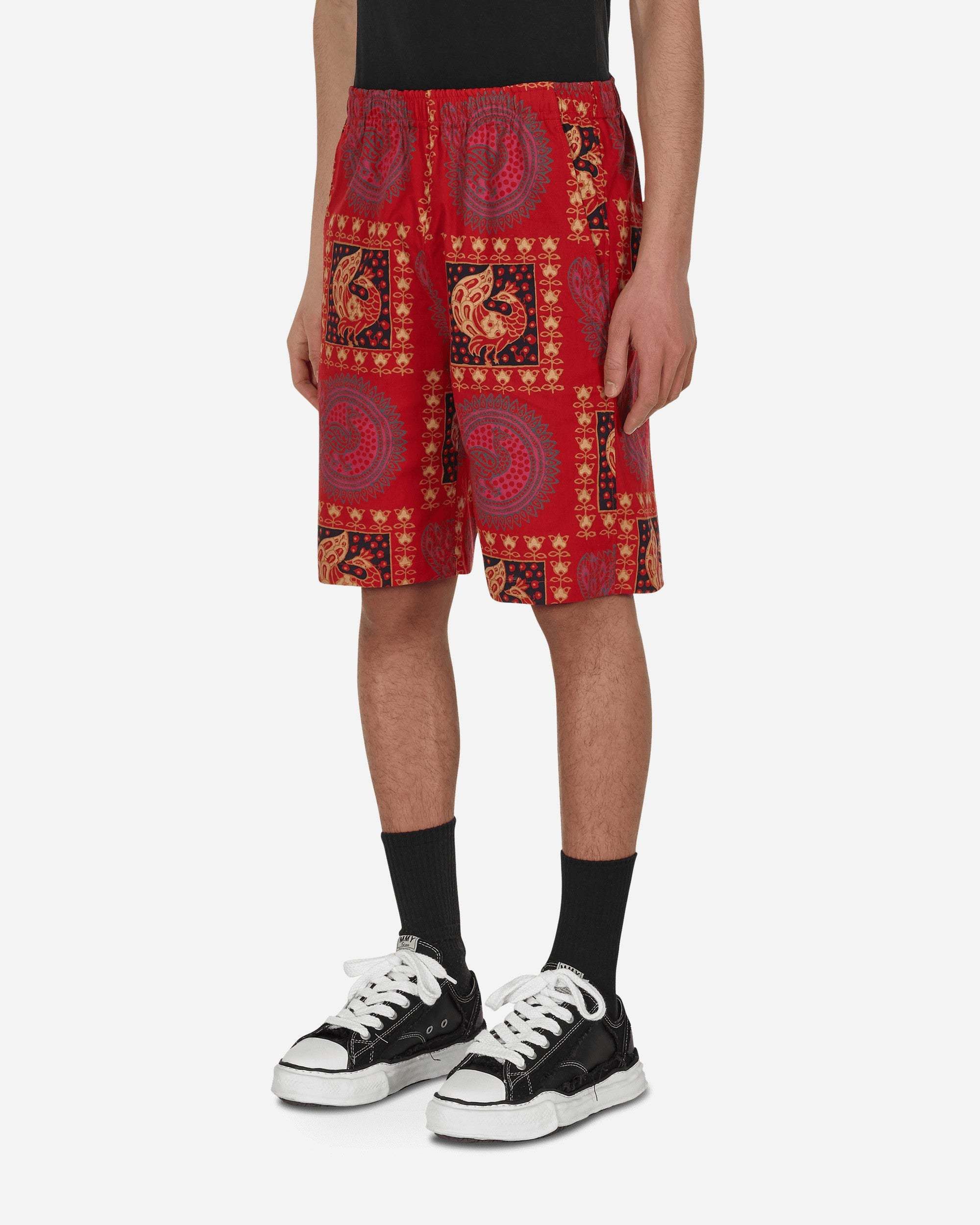 image of Needles Batik Print Basketball Shorts in Red, Men's (Size 30)