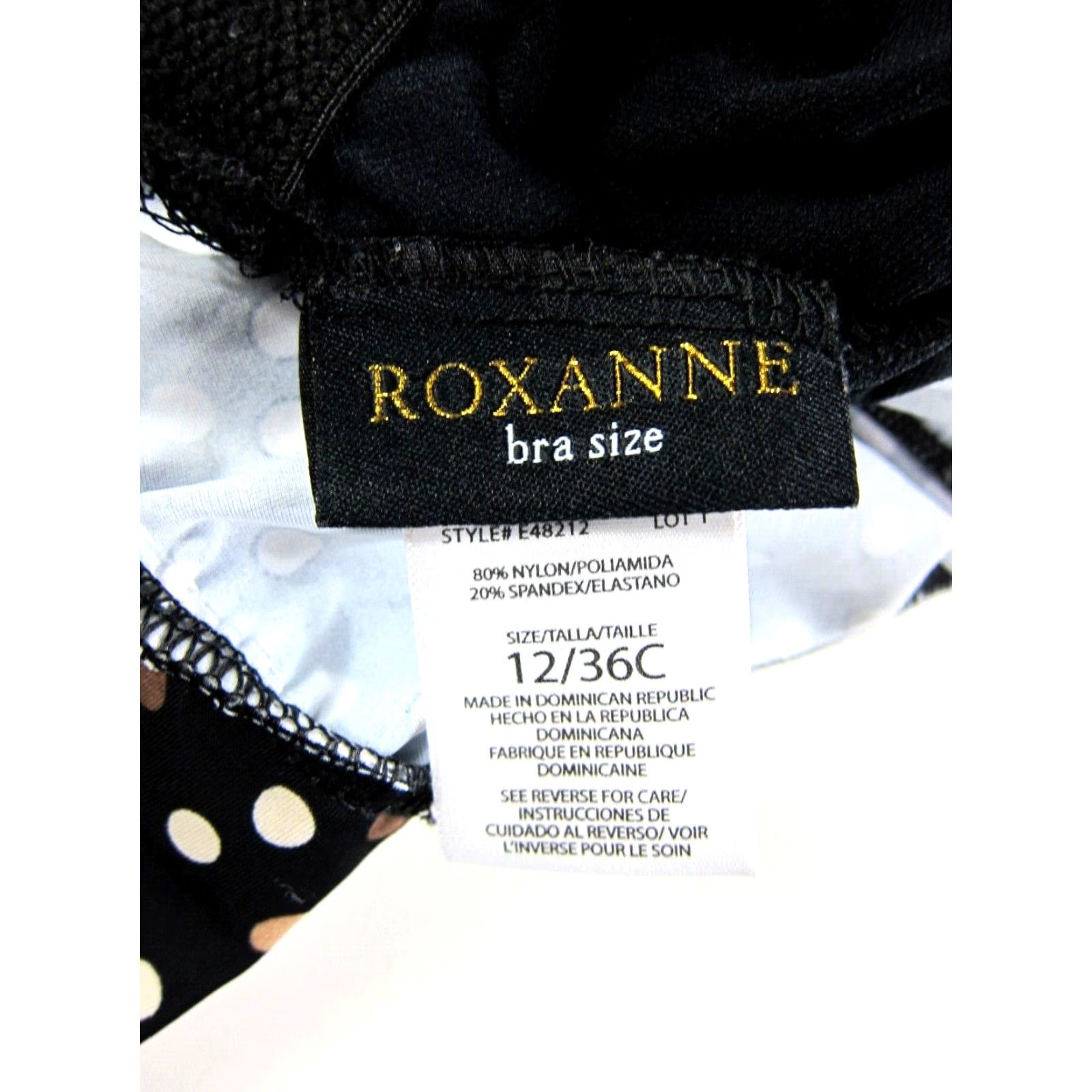 Vintage ROXANNE Black Brown White Polka Dot Built In Bra Swim Tankini Top Women 12/36C Size XL / US 12-14 / IT 48-50 - 3 Thumbnail