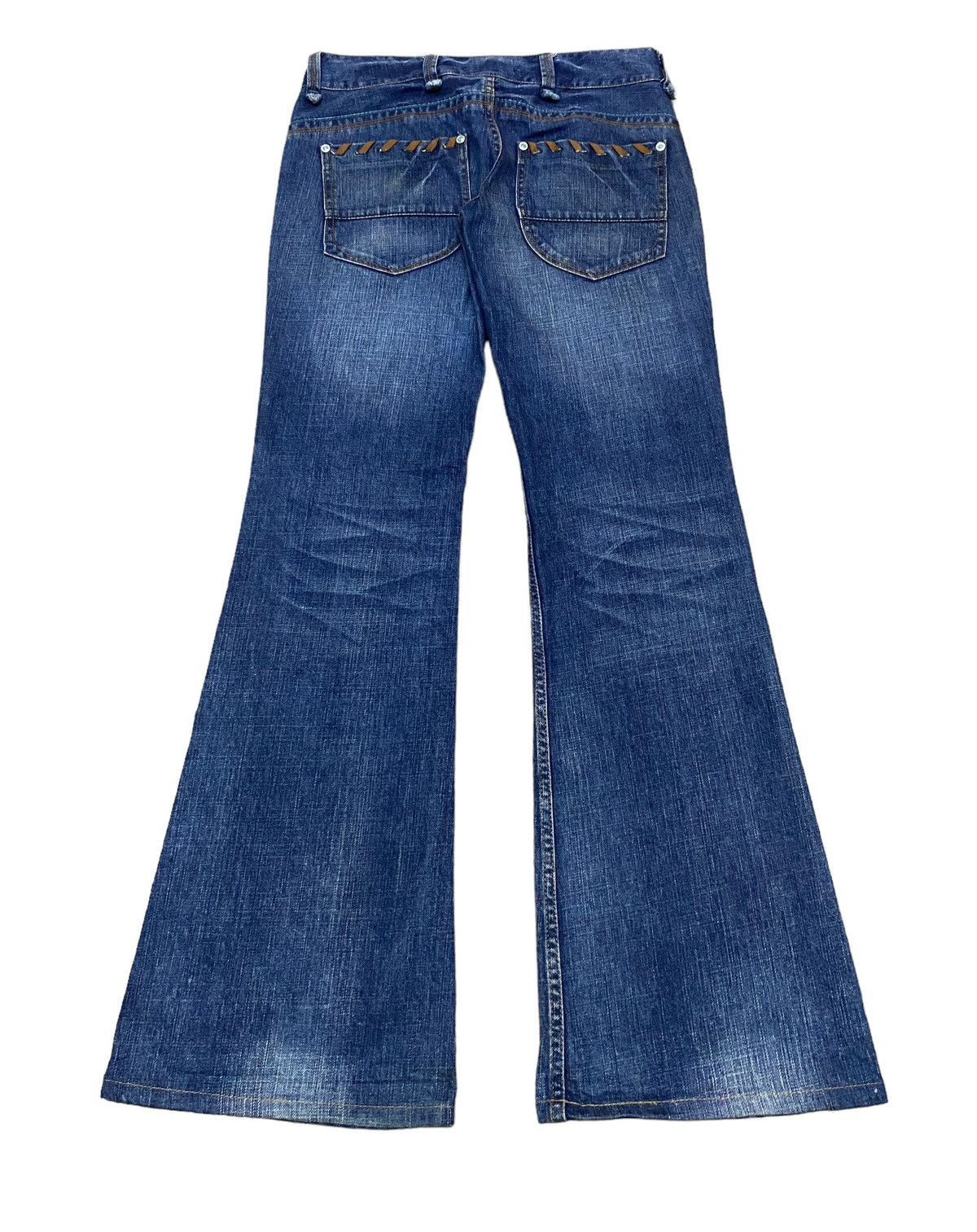 Le Grande Bleu (L.G.B.) Rare Design Vintage Brand Back Number Flared Jeans 2000s Size US 30 / EU 46 - 2 Thumbnail