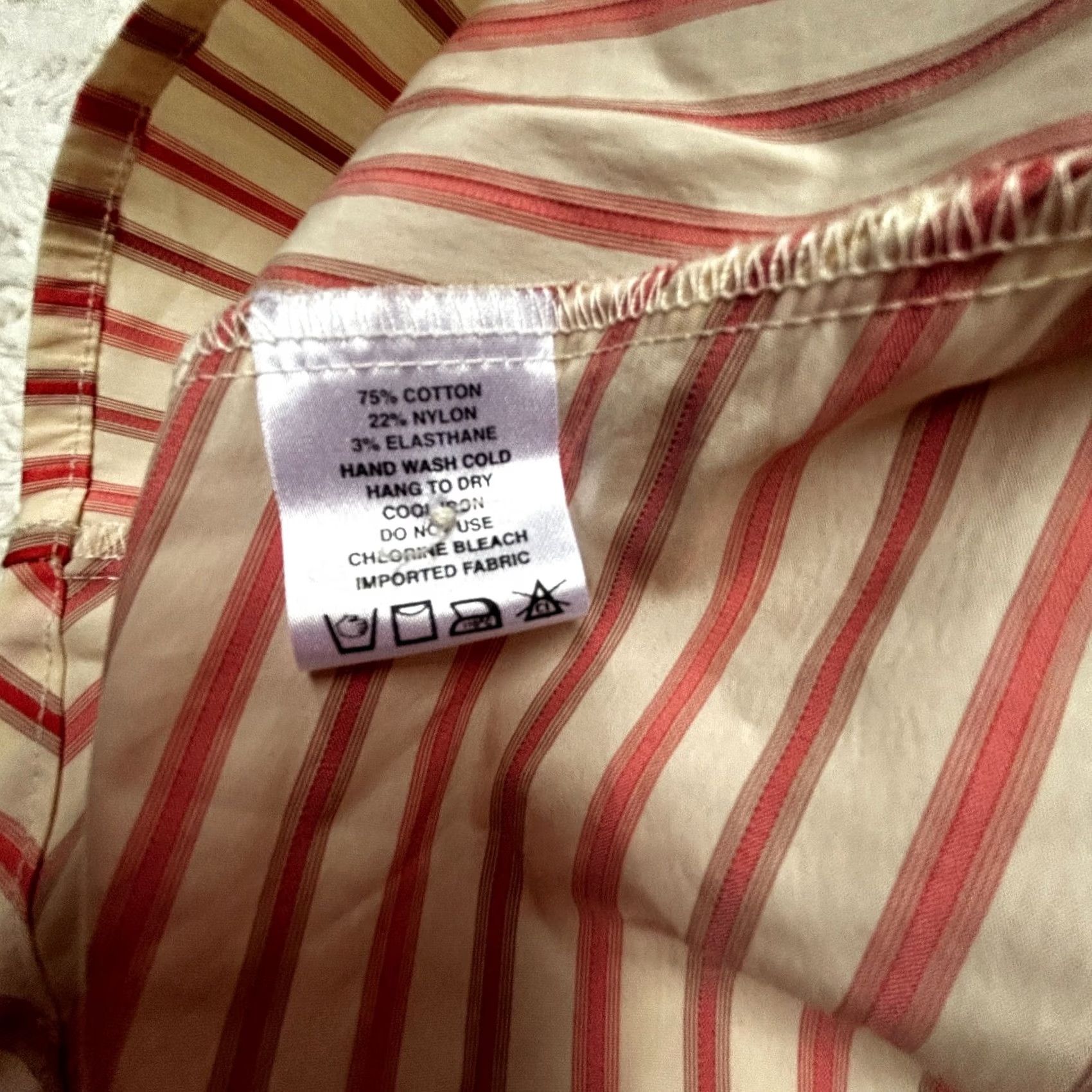Vintage Farinaz Taghavi Women's Button Up Shirt Long Sleeve Striped Top Red Ivory Size 8 Size M / US 6-8 / IT 42-44 - 5 Thumbnail