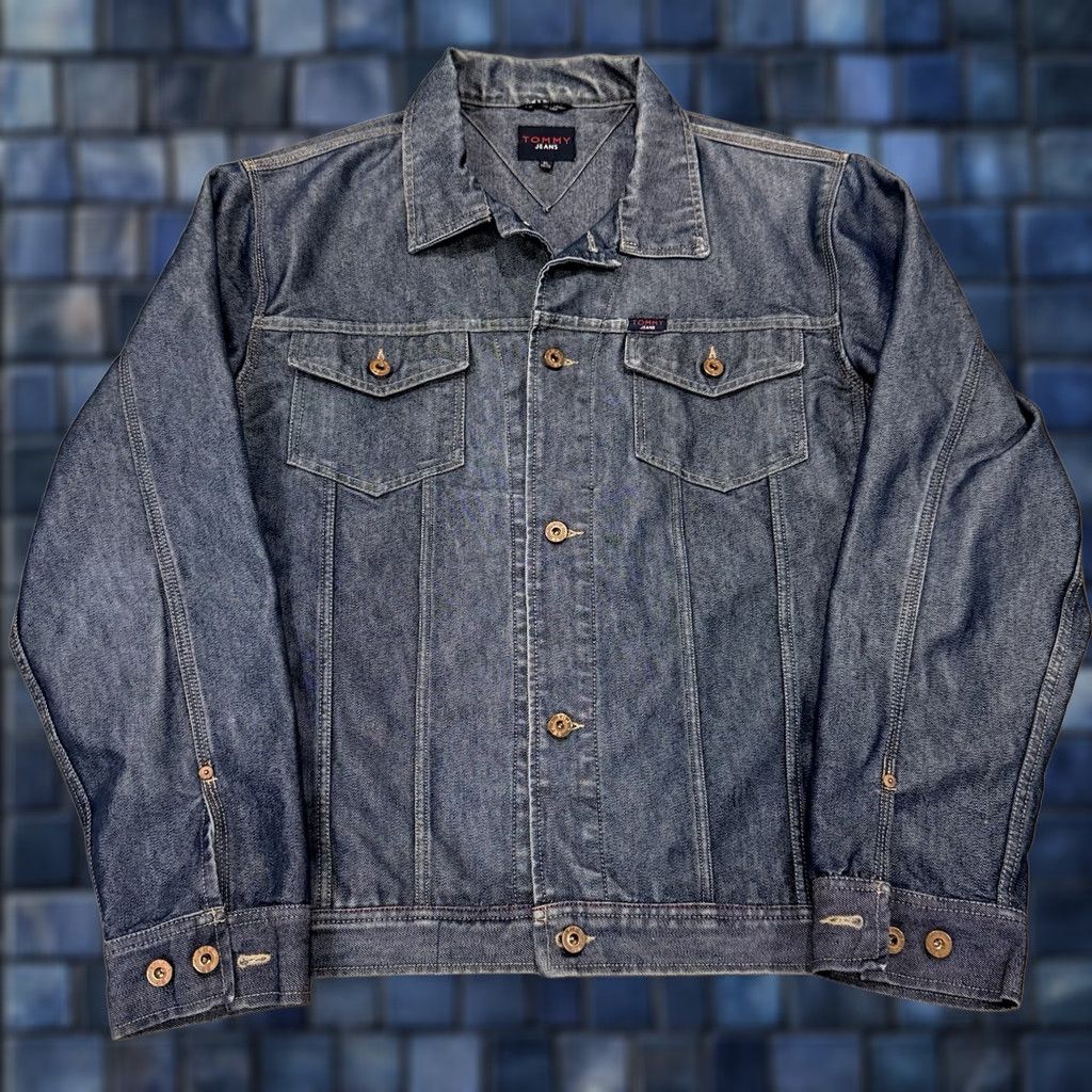 Tommy Hilfiger VINTAGE Tommy Hilfiger Denim Trucker Jacket Men XL Blue 90s Jeans Style Pockets Regular Fit Size US 36 / EU 52 - 1 Thumbnail