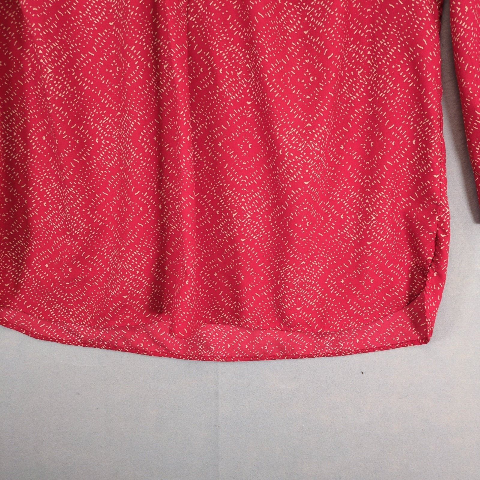 Lauren Ralph Lauren LRL Ralph Lauren Women's 1X Red Geometric Long Sleeve Blouse Size XL / US 12-14 / IT 48-50 - 6 Thumbnail