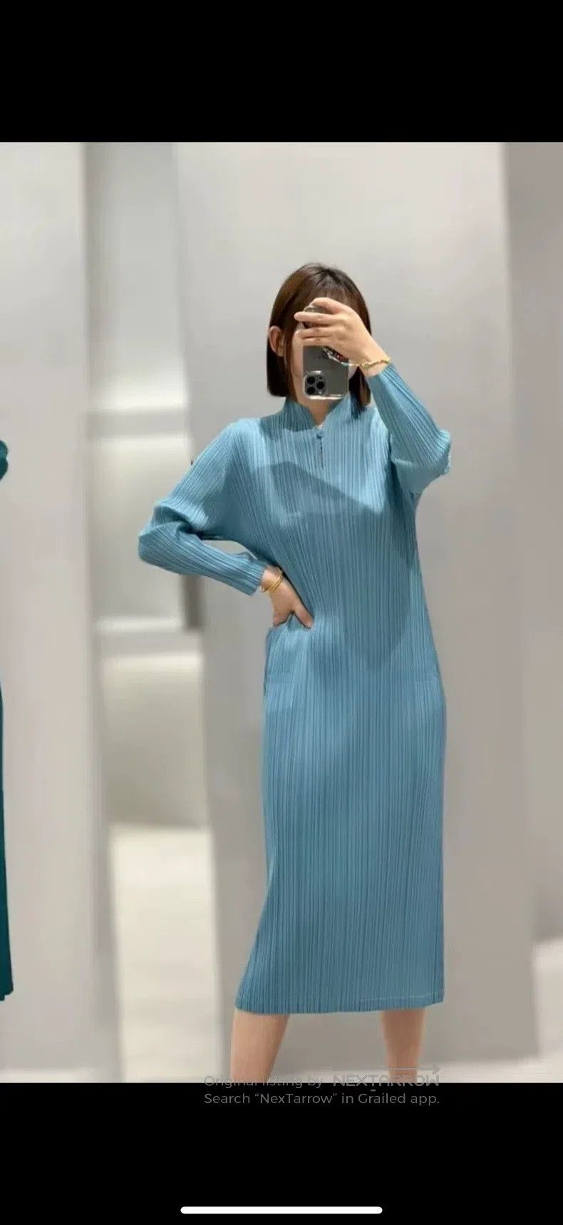 Issey Miyake Issey Miyake Sky Blue Frog - Button Dress Size XL / US 12-14 / IT 48-50 - 9 Thumbnail