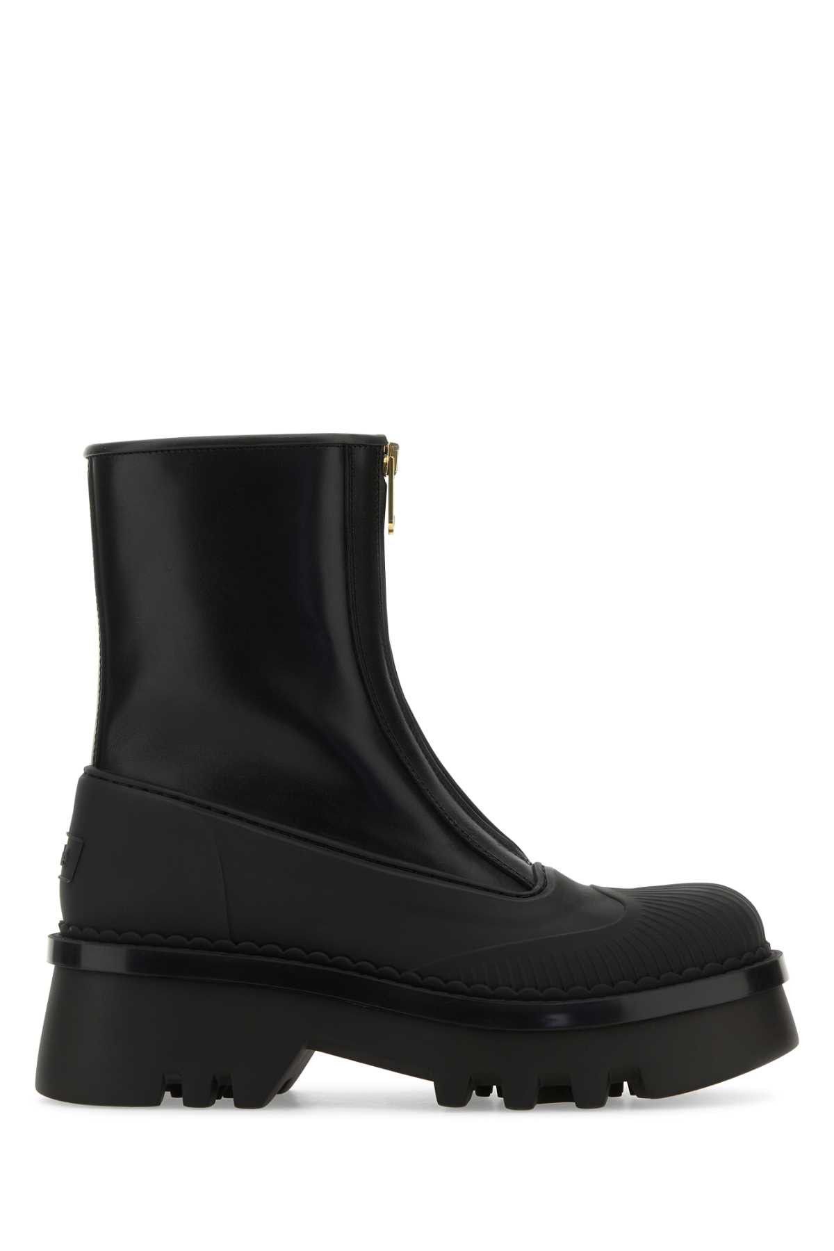 image of Chloe Black Leather Raina Ankle Boots, Women's (Size 7)