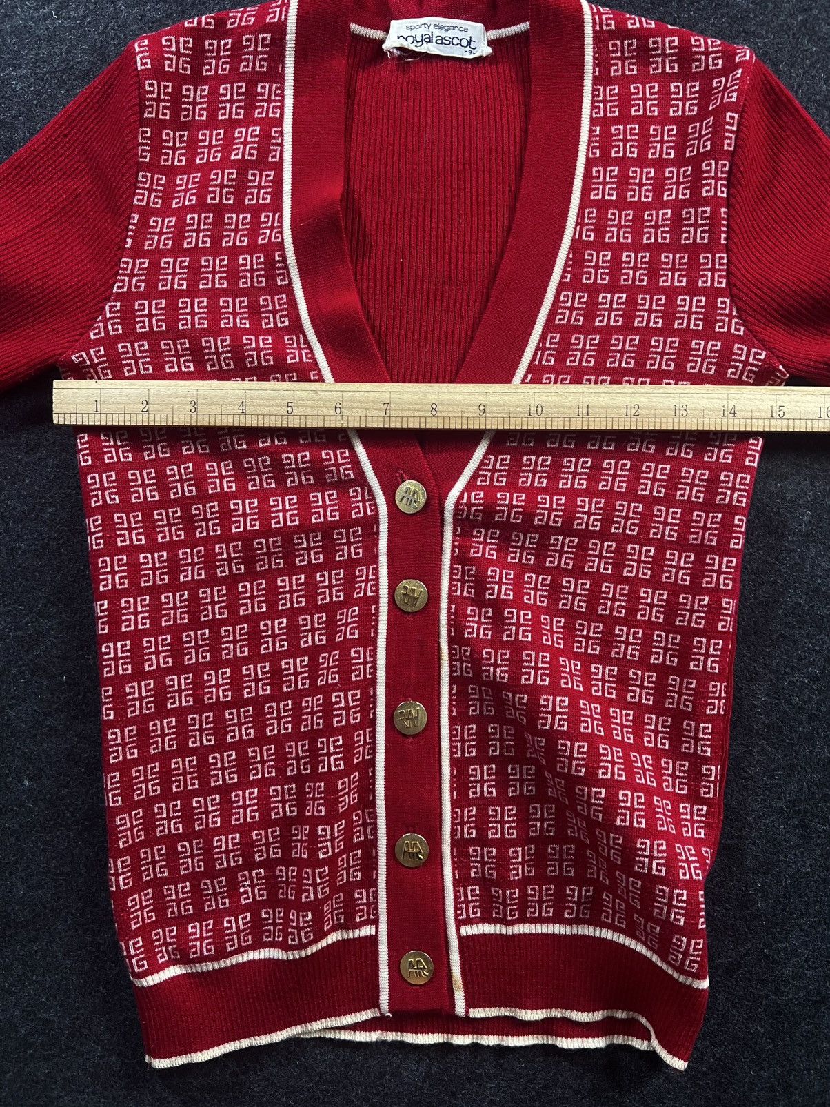 Vintage 80‘sVintage Royal Ascot Patterned Knitted Cardigan Coogi Size XS / US 0-2 / IT 36-38 - 5 Thumbnail