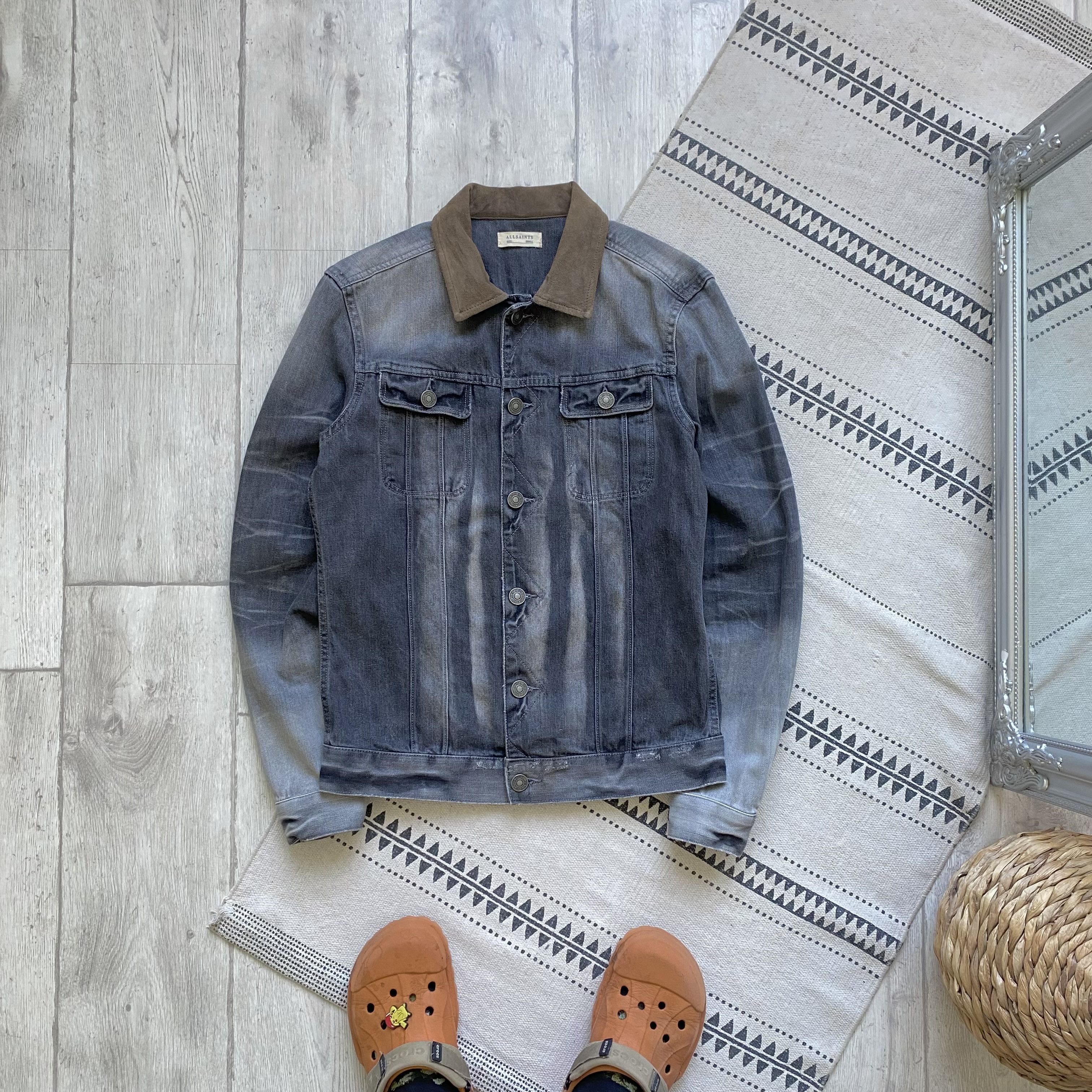 Allsaints ALLSAINTS Denim jacket suede neck Faded Garay Size US S / EU 44-46 / 1 - 1 Thumbnail