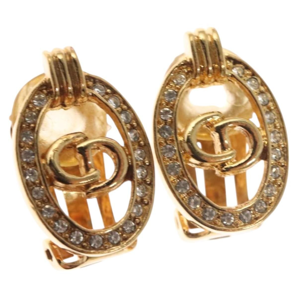 Dior Christian Dior Petite CD Round Earrings Metal and Crystals Size ONE SIZE - 1 Thumbnail
