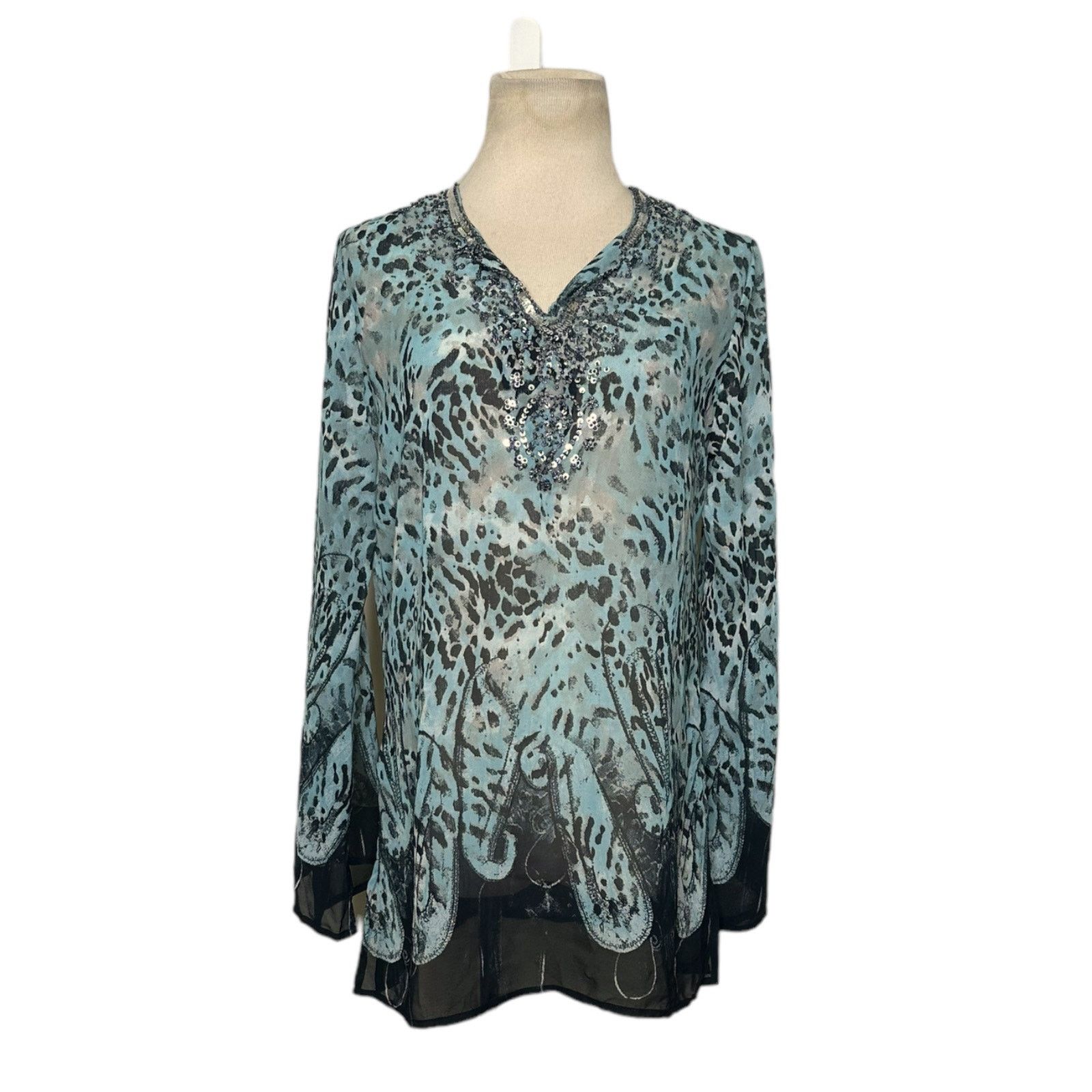 Saks Fifth Avenue Saks Fifth Avenue animal print sheer sequin tunic size Small Size S / US 4 / IT 40 - 1 Thumbnail