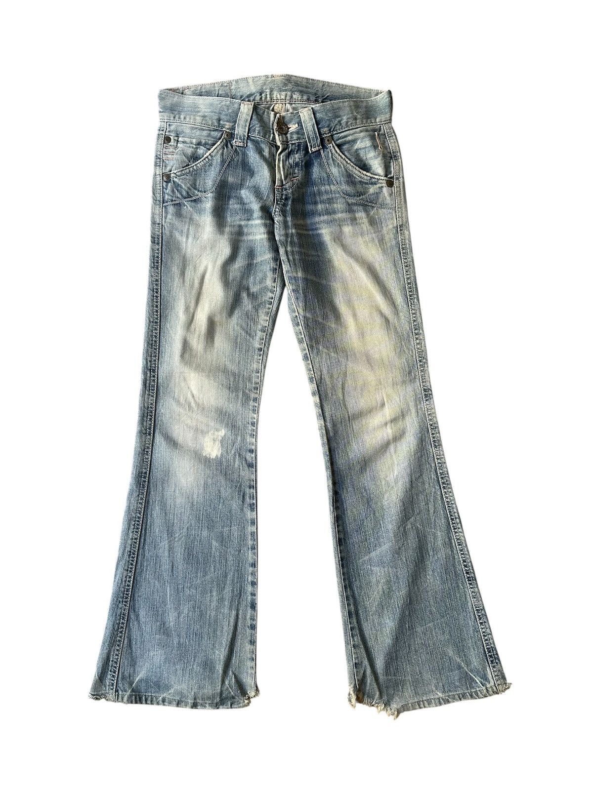 Edwin FLARE Edwin Blue Trip 503 Buckle Back Faded Distressed Denim Size US 28 / EU 44 - 1 Thumbnail