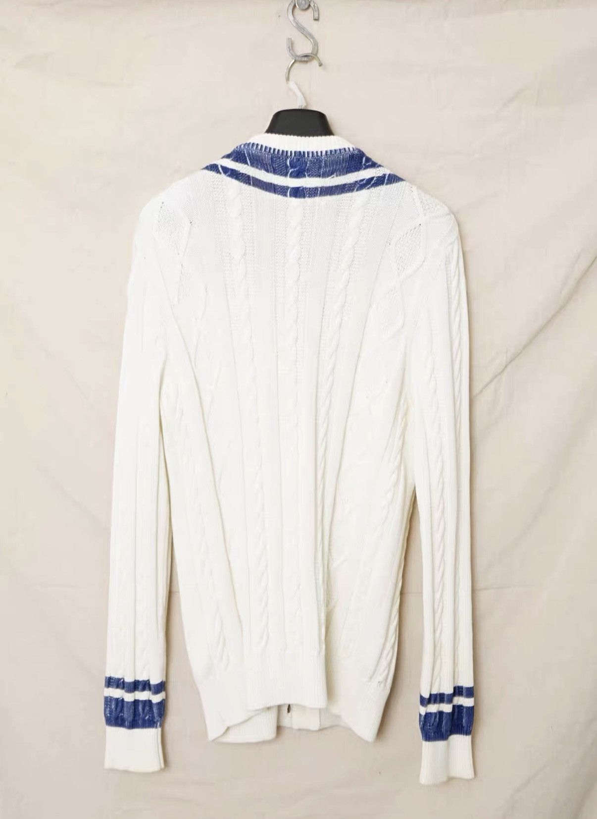 Maison Margiela Maison Margiela White & Blue Striped Cardigan Size US S / EU 44-46 / 1 - 7 Thumbnail