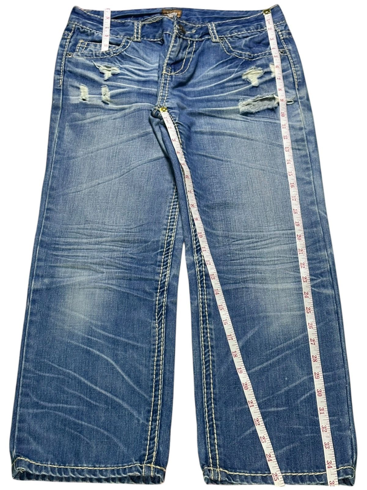 Japanese Brand Vintage Japanese Brand Blue Wash Distressed Ripped Jeans Size US 30 / EU 46 - 14 Thumbnail