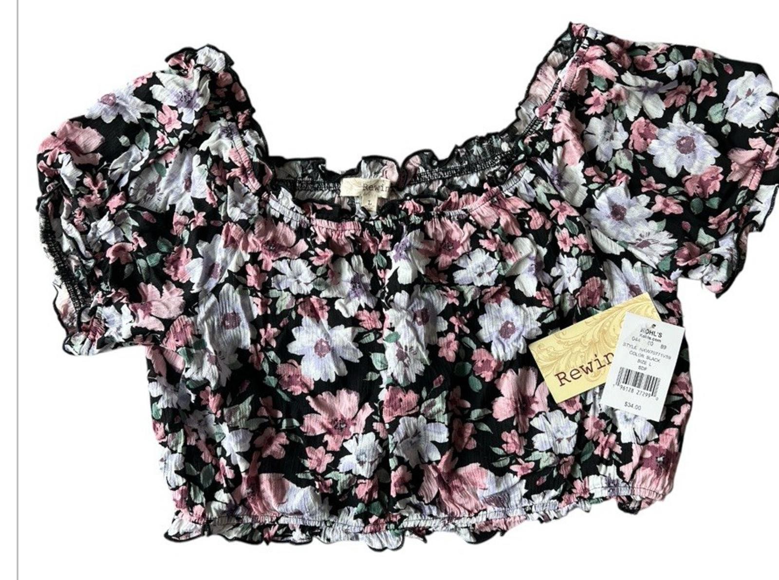 Reindee Lusion Rewind Cropped Floral Top NWT Sz Large Size L / US 10 / IT 46 - 1 Thumbnail
