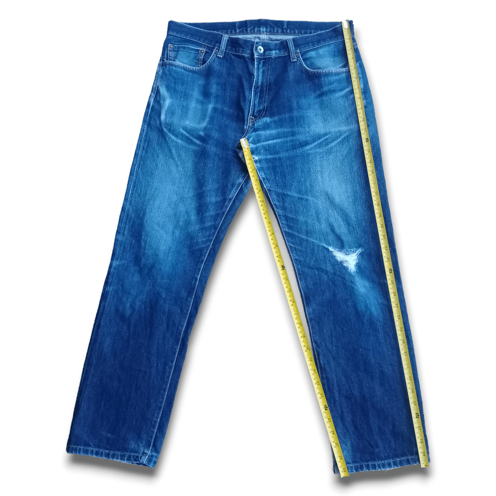 Japanese Brand × Uniqlo Vintage Japanese Uniqlo Selvedge Distressed Loose Jeans Size US 35 - 8 Thumbnail