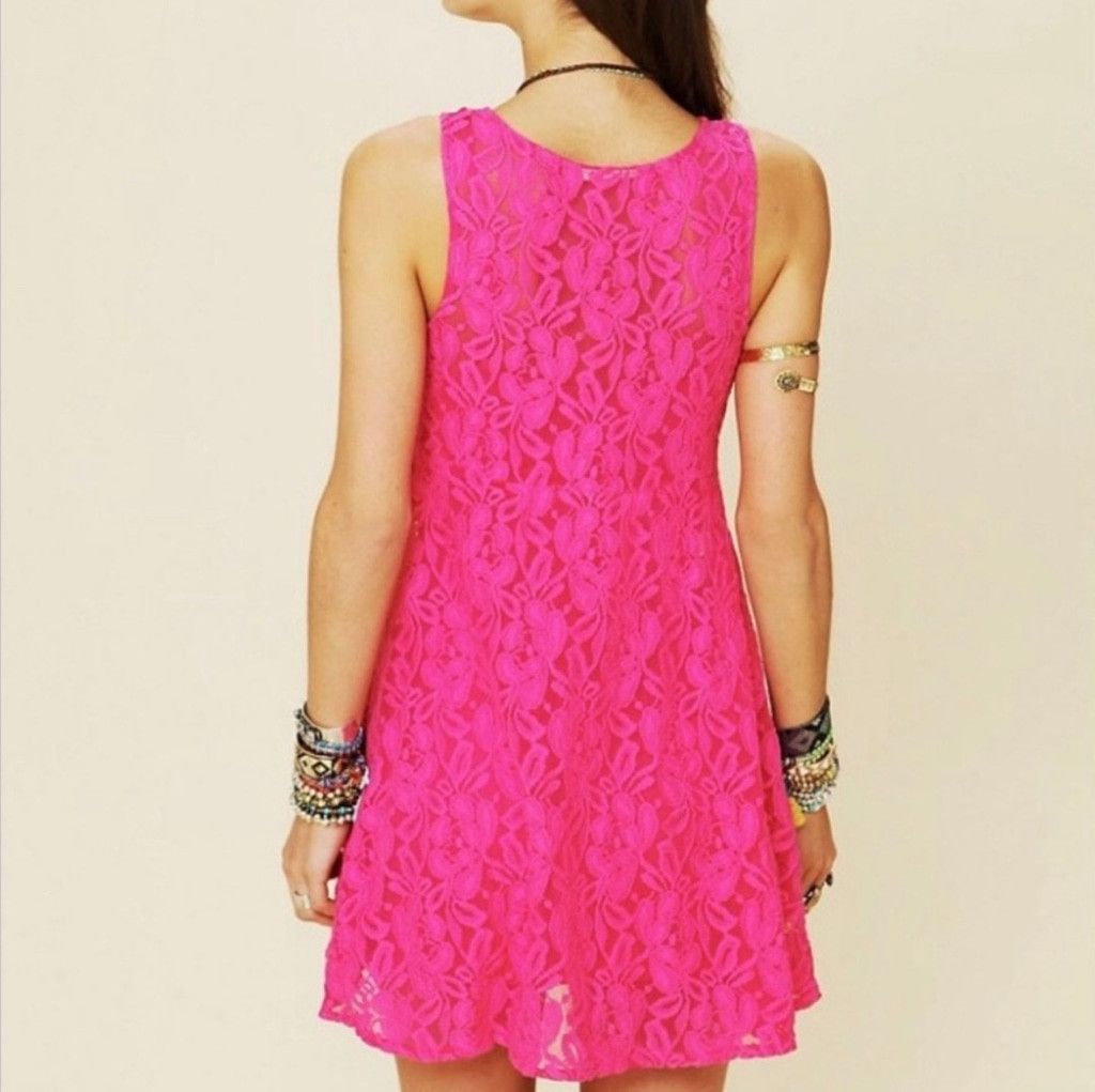 Free People NWT! Free People Lace Swing Dress Hot Pink Size S 2-Piece Size S / US 4 / IT 40 - 2 Thumbnail