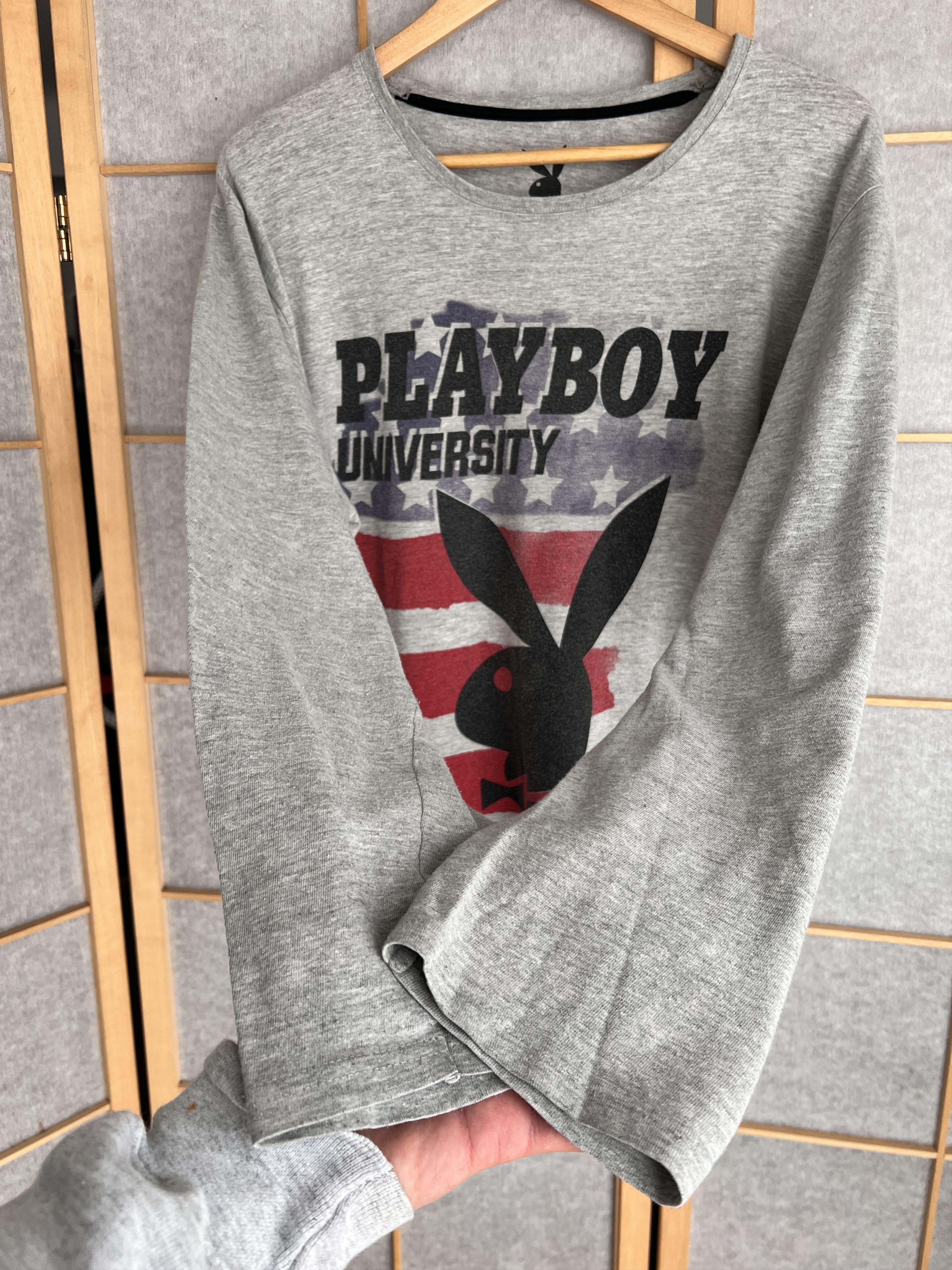 Playboy Indie sleaze Y2K Playboy USA longsleeve t shirt printed flag Size US L / EU 52-54 / 3 - 8 Thumbnail