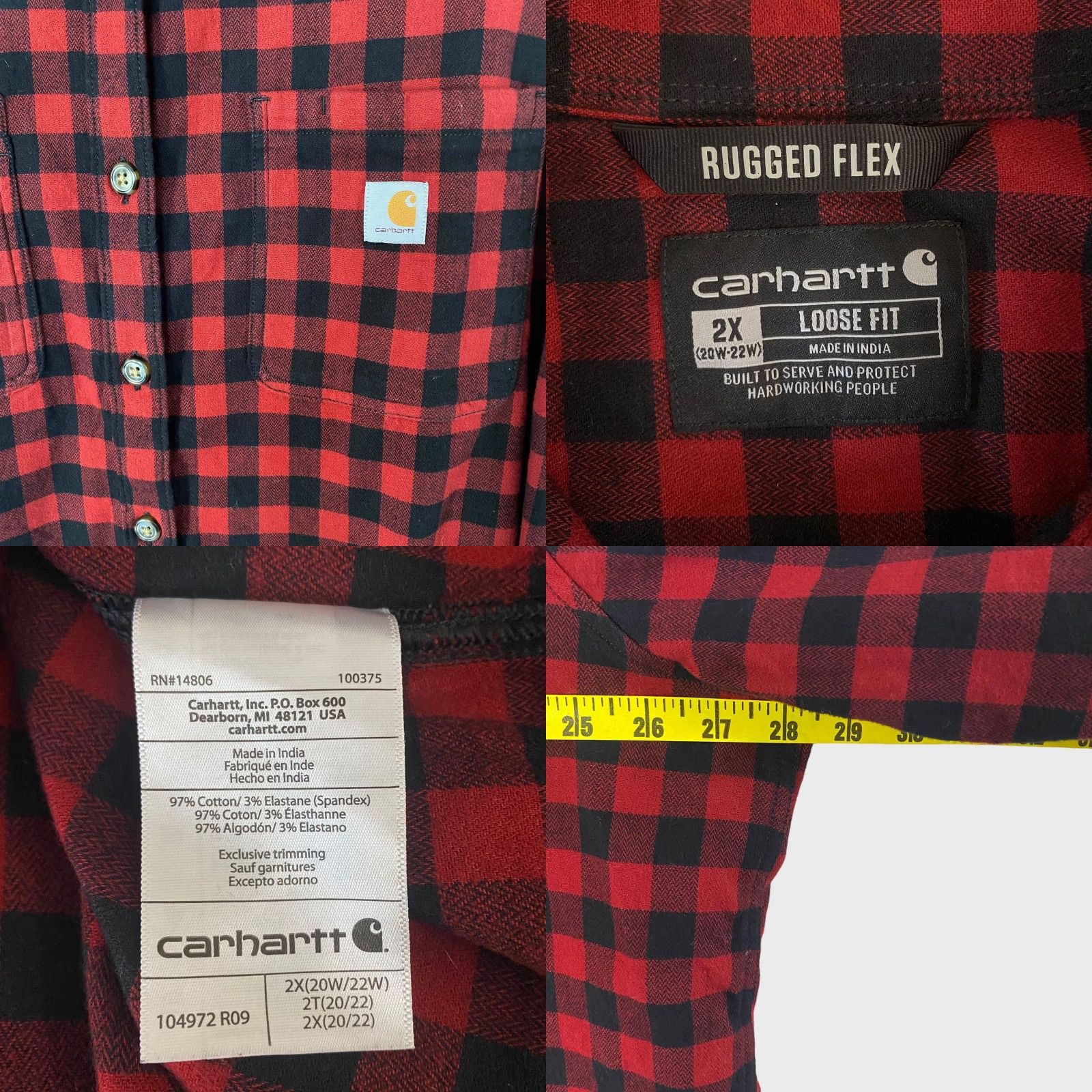 Carhartt VINTAGE Carhartt Rugged Flex Button-Up Flannel Shirt Red Black Buffalo Plaid Womens Plus 2X Casual Western Size XXL / US 16-18 / IT 52-54 - 8 Thumbnail