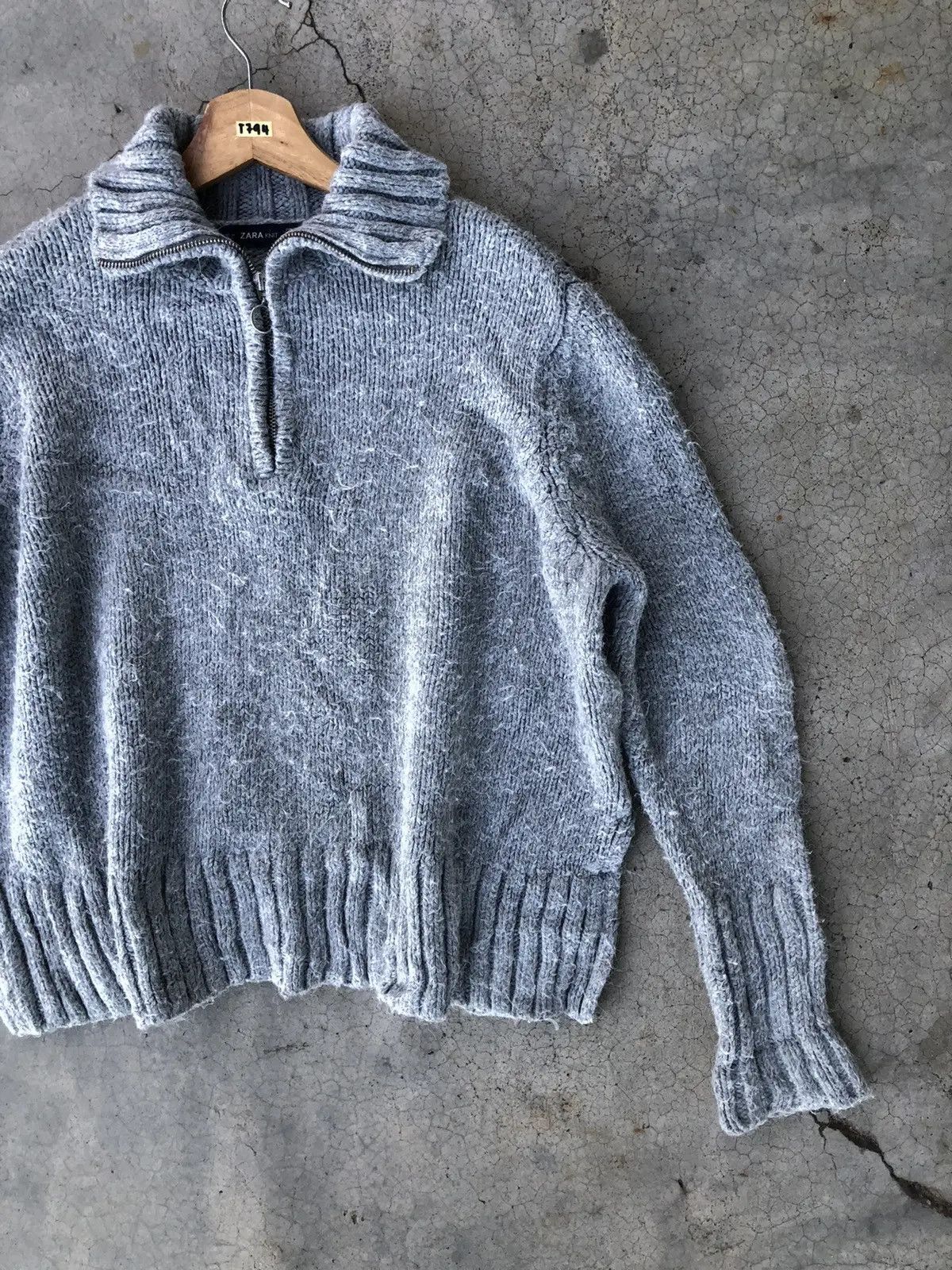 Aran Isles Knitwear × Designer ZARA Half Zip Jumper Grey Sweater Fleece Size US XL / EU 56 / 4 - 2 Thumbnail
