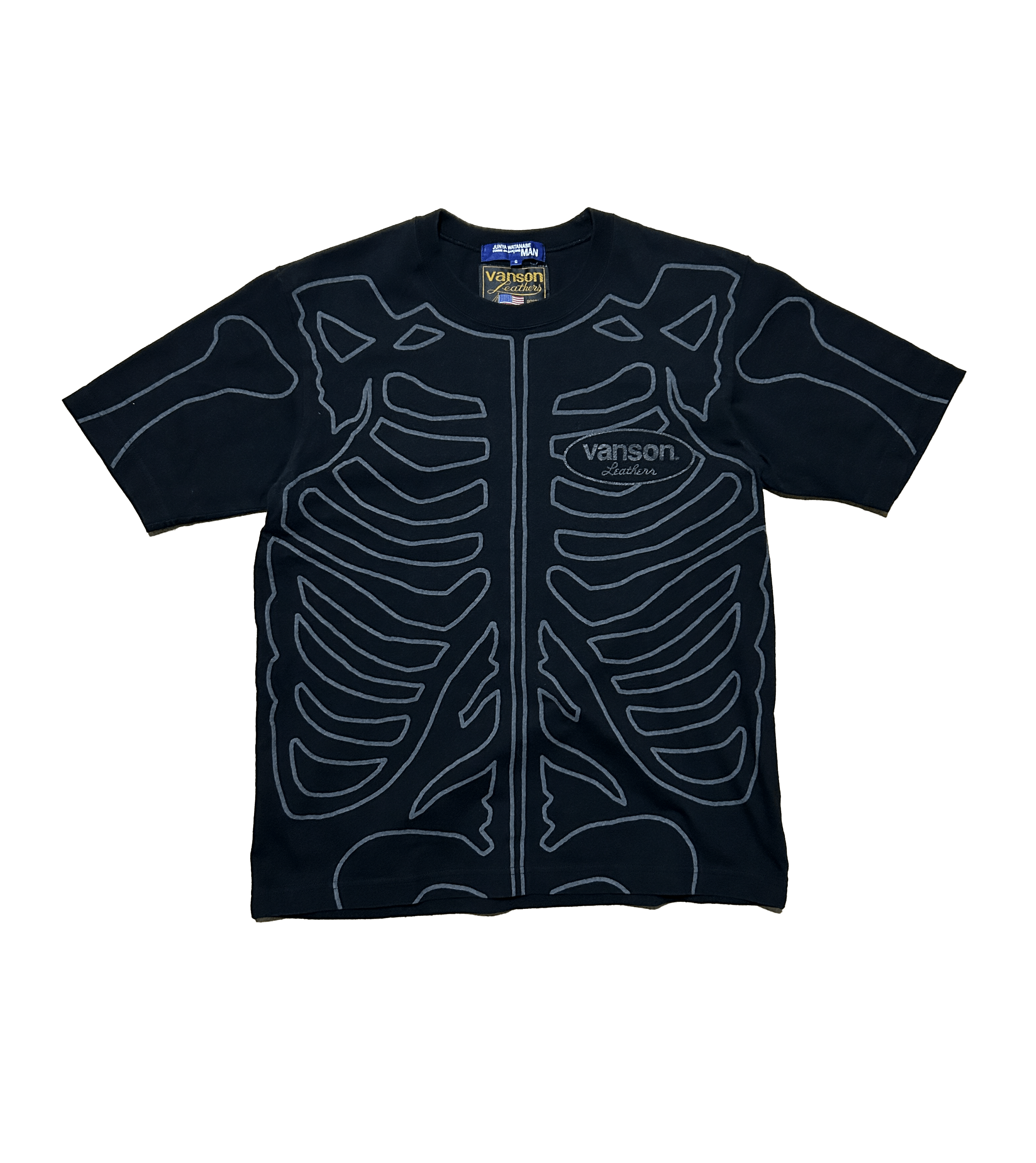 image of Junya Watanabe x Vanson Leathers 2006 Skeleton Tshirt in Black, Men's (Size Small)