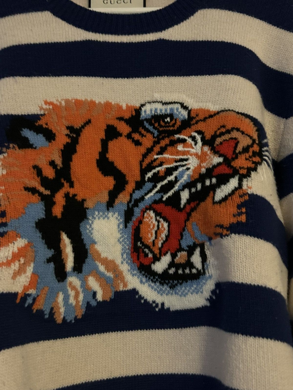 Gucci Gucci Striped Wool Sweater with Tiger Embroidery Size US M / EU 48-50 / 2 - 4 Thumbnail